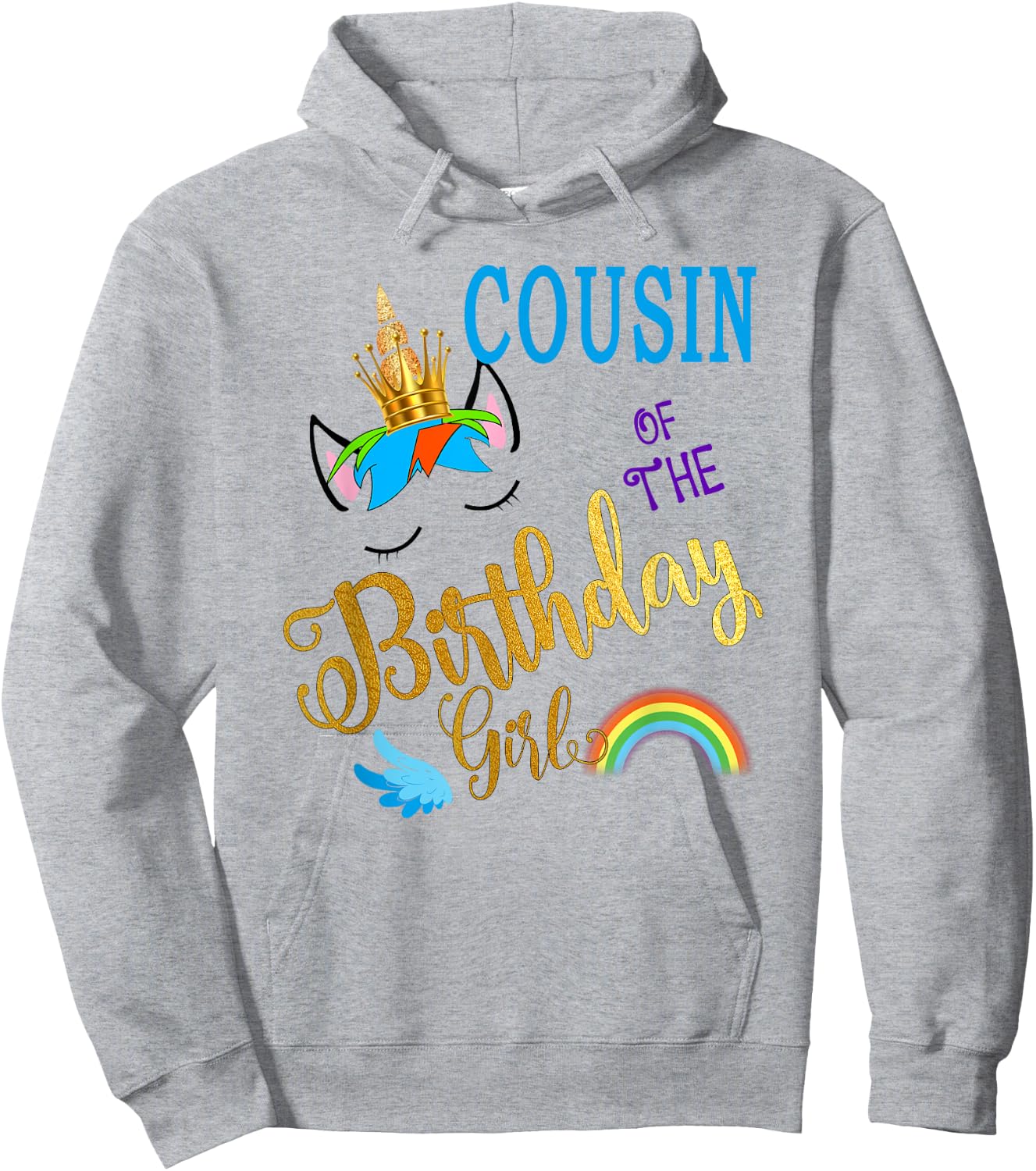 Cousin of The Birthday Girl Cousin Unicorn First Birthday Hoodie - Hoodie | Ash