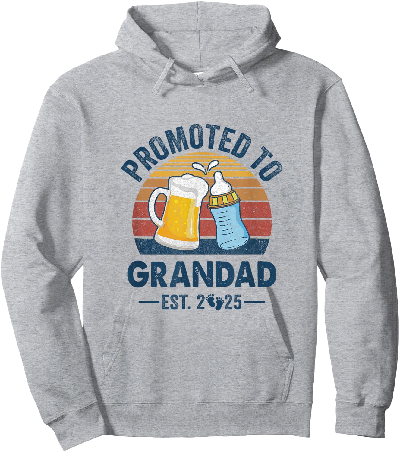 Promoted To Grandad Est 2025 First Time Fathers Day Vintage Hoodie - Hoodie | Ash
