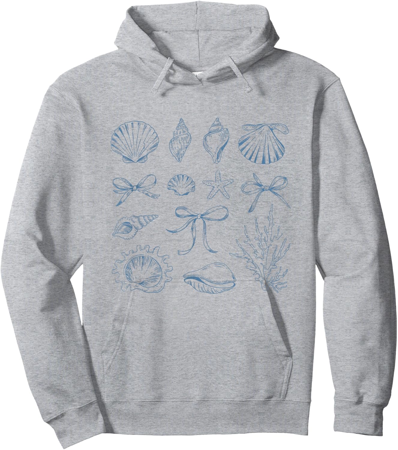 Elegant Seashell and Starfish Art Beach Lovers Bow Ocean Hoodie - Hoodie | Ash