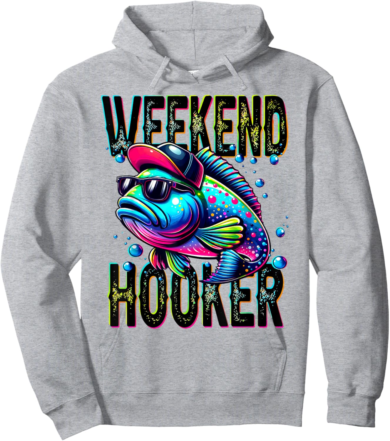 Retro Colorful Weekend Hooker Funny Fishing Hoodie - Hoodie | Ash
