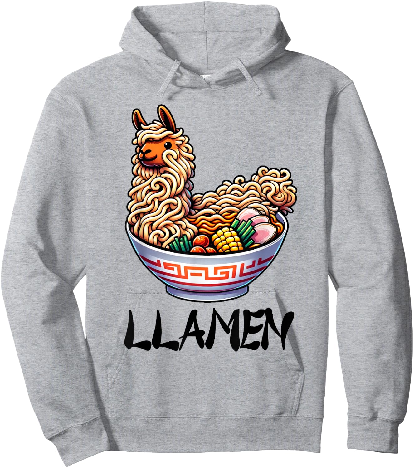 Llamen Noodles Chinese Food Alpaca Llama Lover Hoodie - Hoodie | Ash