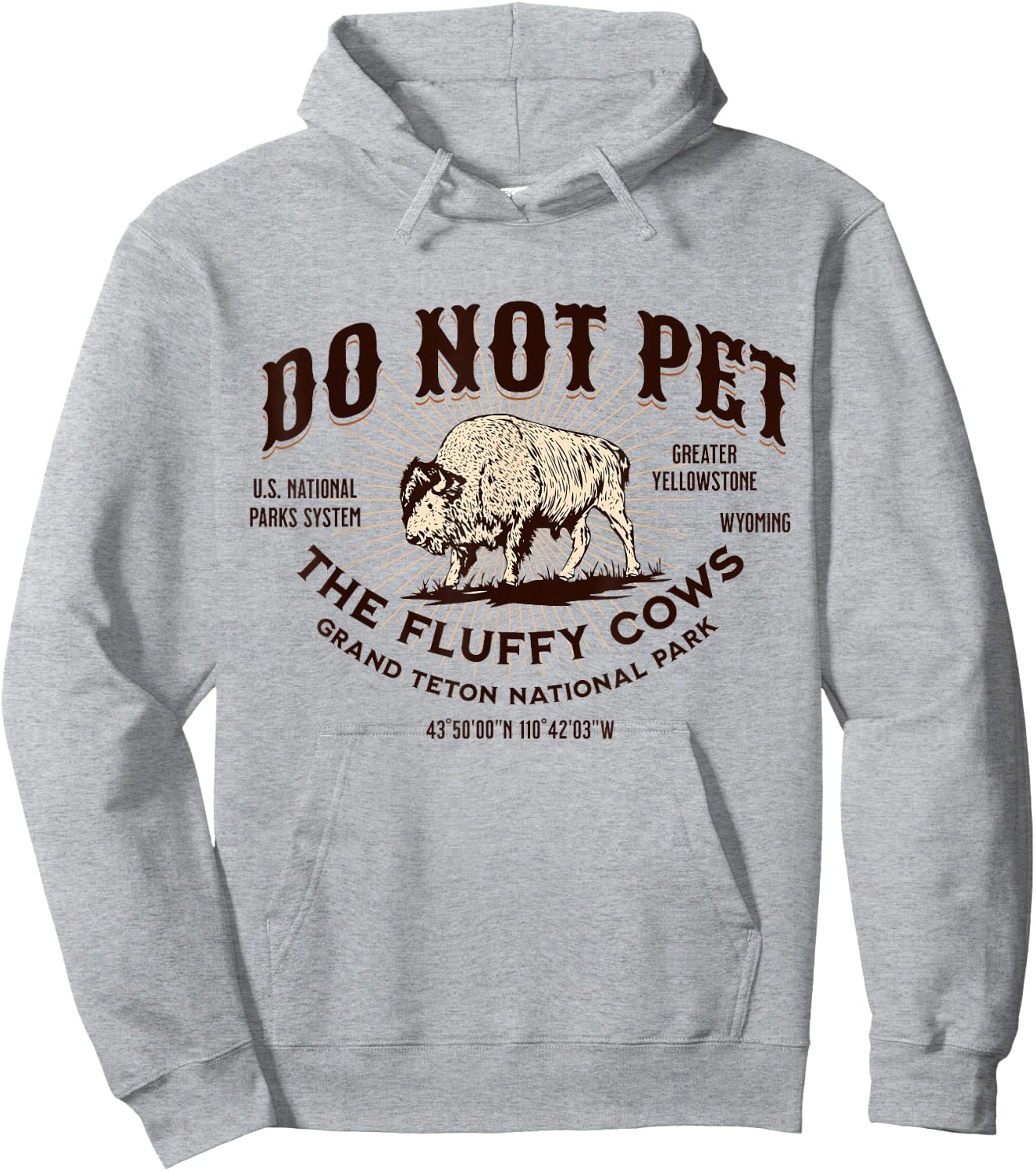 Grand Teton National Park Do Not Pet the Fluffy Cows Bison Hoodie - Hoodie | Ash