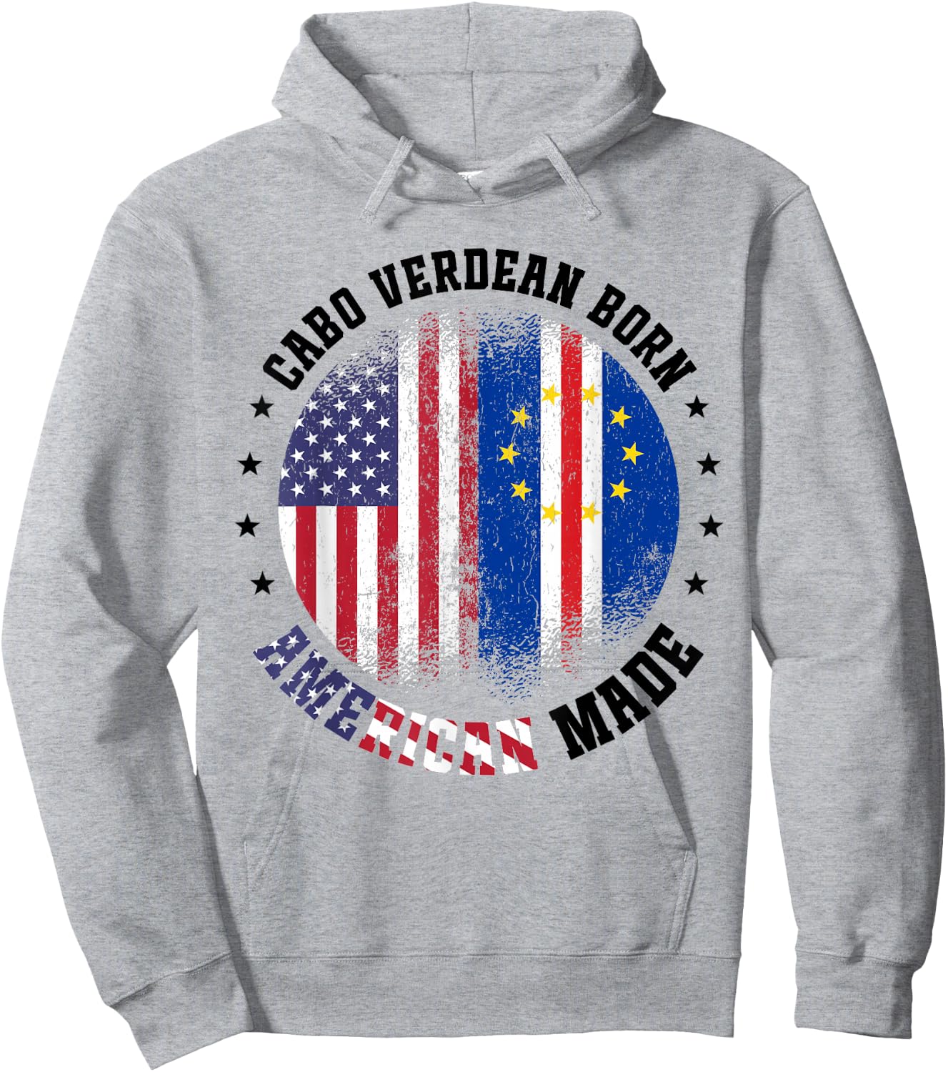 Cabo Verdean Flag American US Flag Outfit for Cabo Verde Hoodie - Hoodie | Ash
