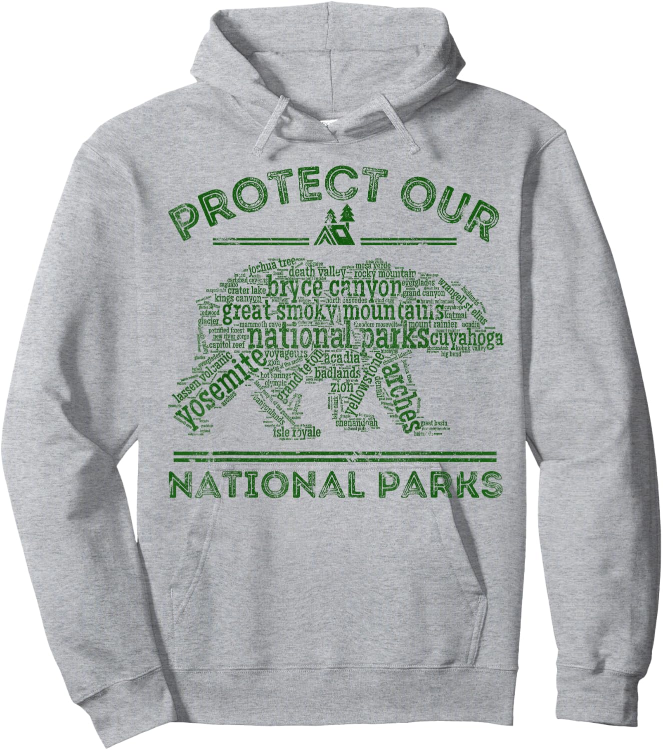 Protect Our Parks National Park Bear Hiking Nature Hoodie - Hoodie | Ash