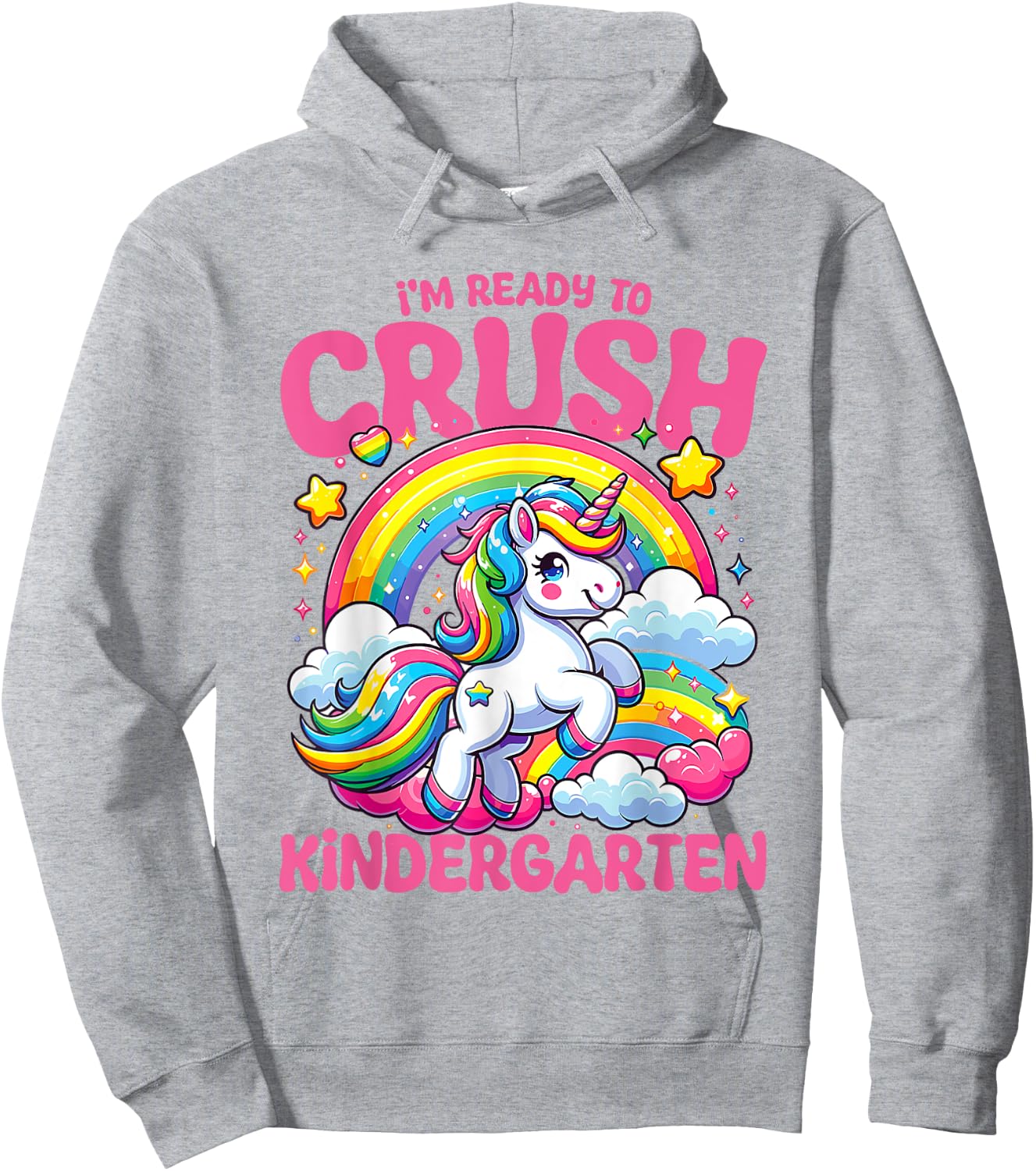 Crush Kindergarten Unicorn Girls Teacher Back to School Hoodie - Hoodie | Ash
