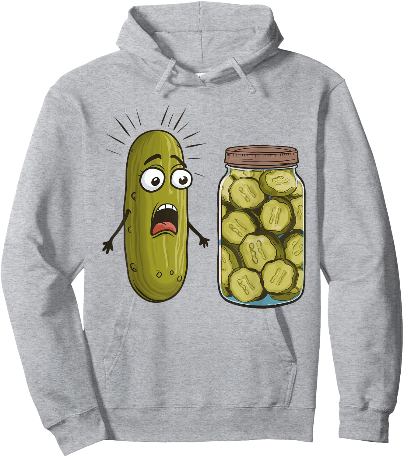 Funny Pickle Surprise A Cucumber And A Jar Of Sliced Pickles Hoodie - Hoodie | Ash