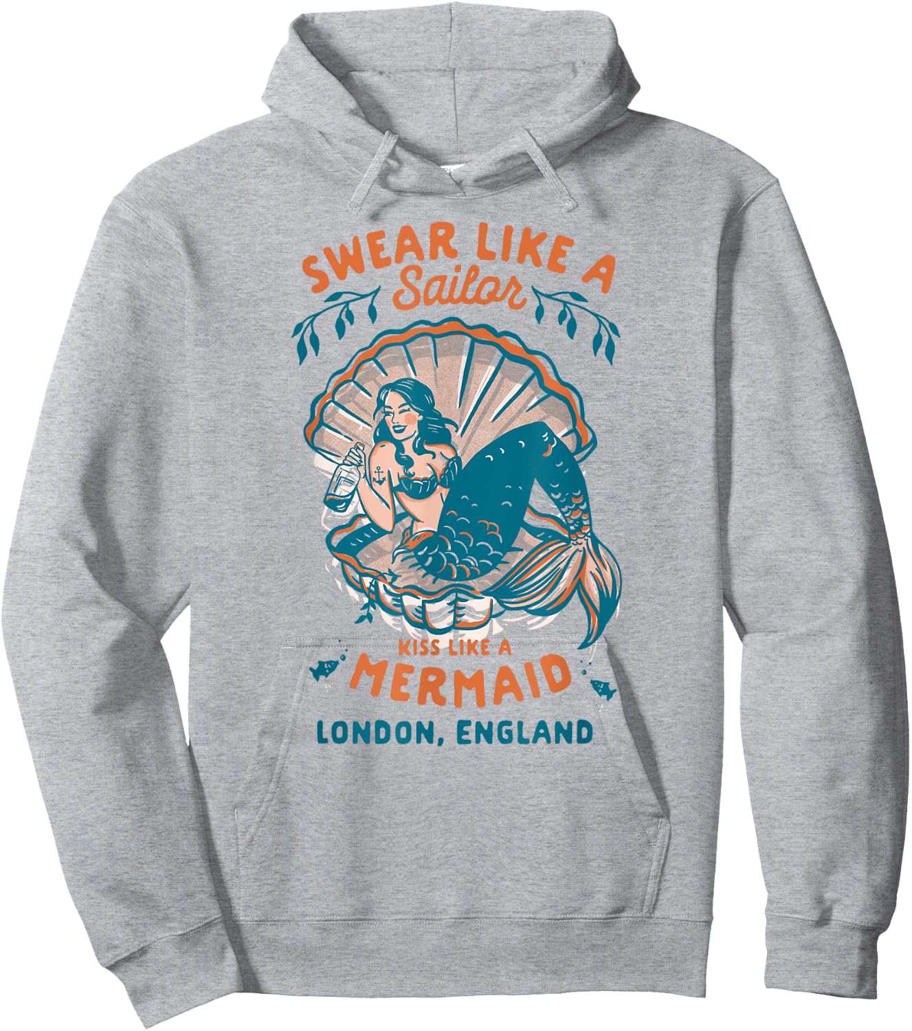 London, England Tiki Bar & Lounge Cool Vintage Pinup Mermaid Hoodie - Hoodie | Ash