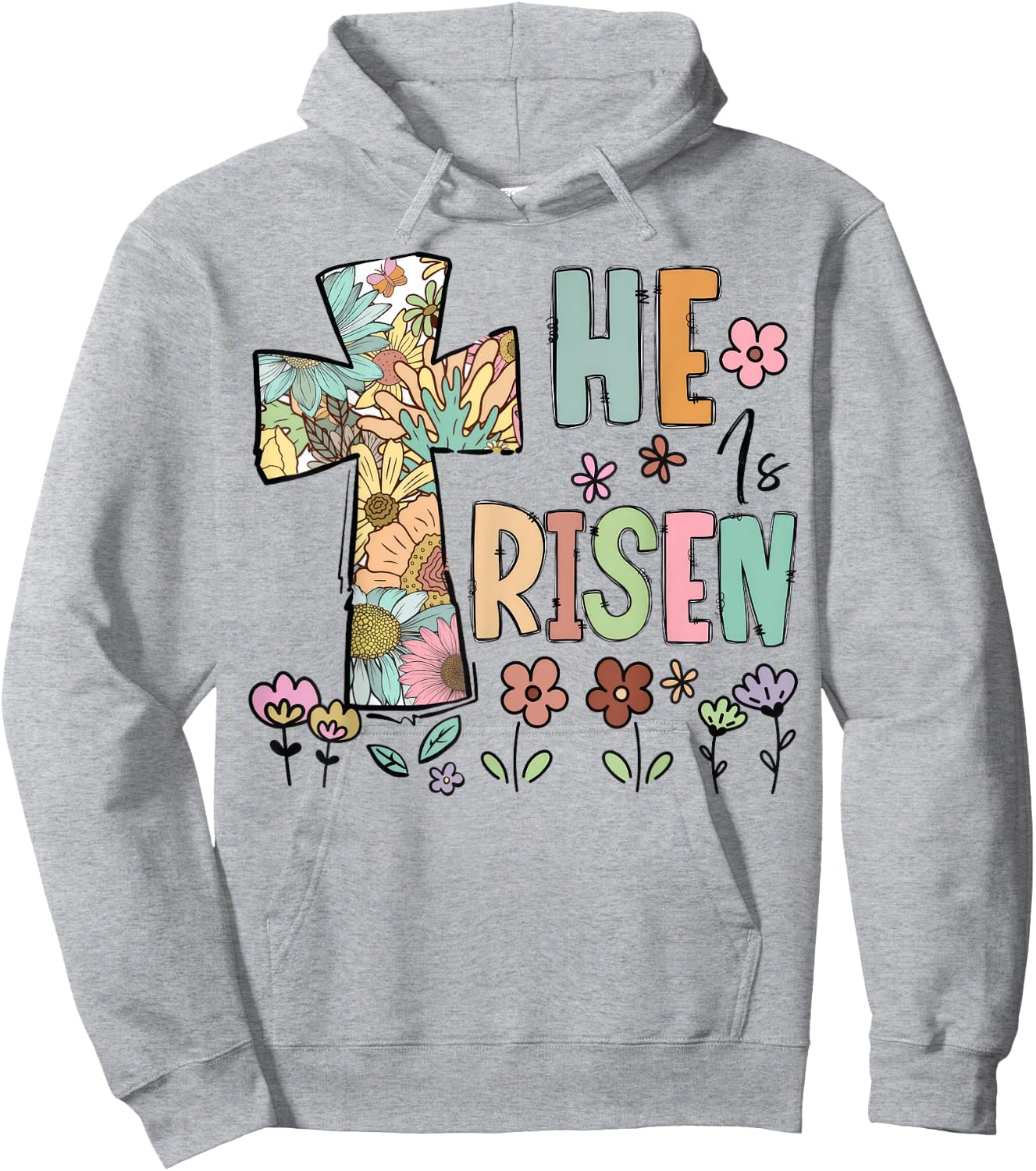 He Is Risen Christian Easter Flowers Jesus Religious Hoodie - Hoodie | Ash