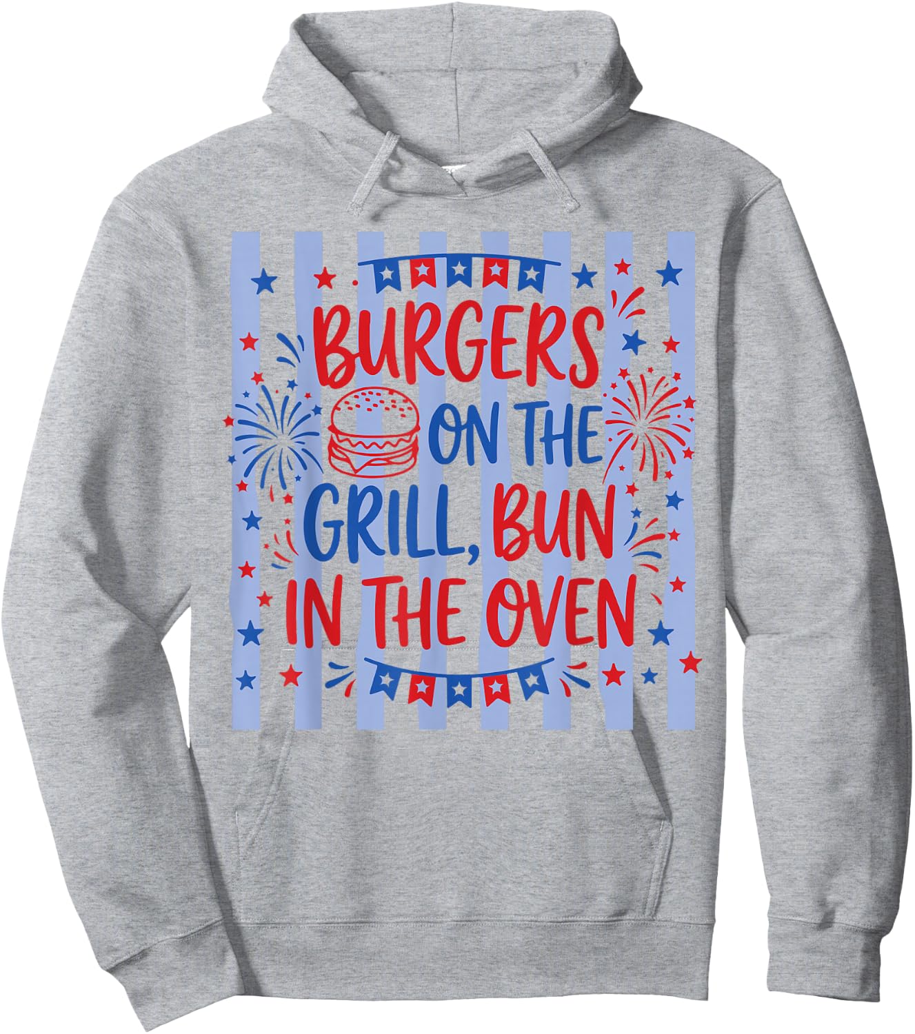 Retro Burgers On The Grill Bun in The Oven Pregnant Hoodie - Hoodie | Ash