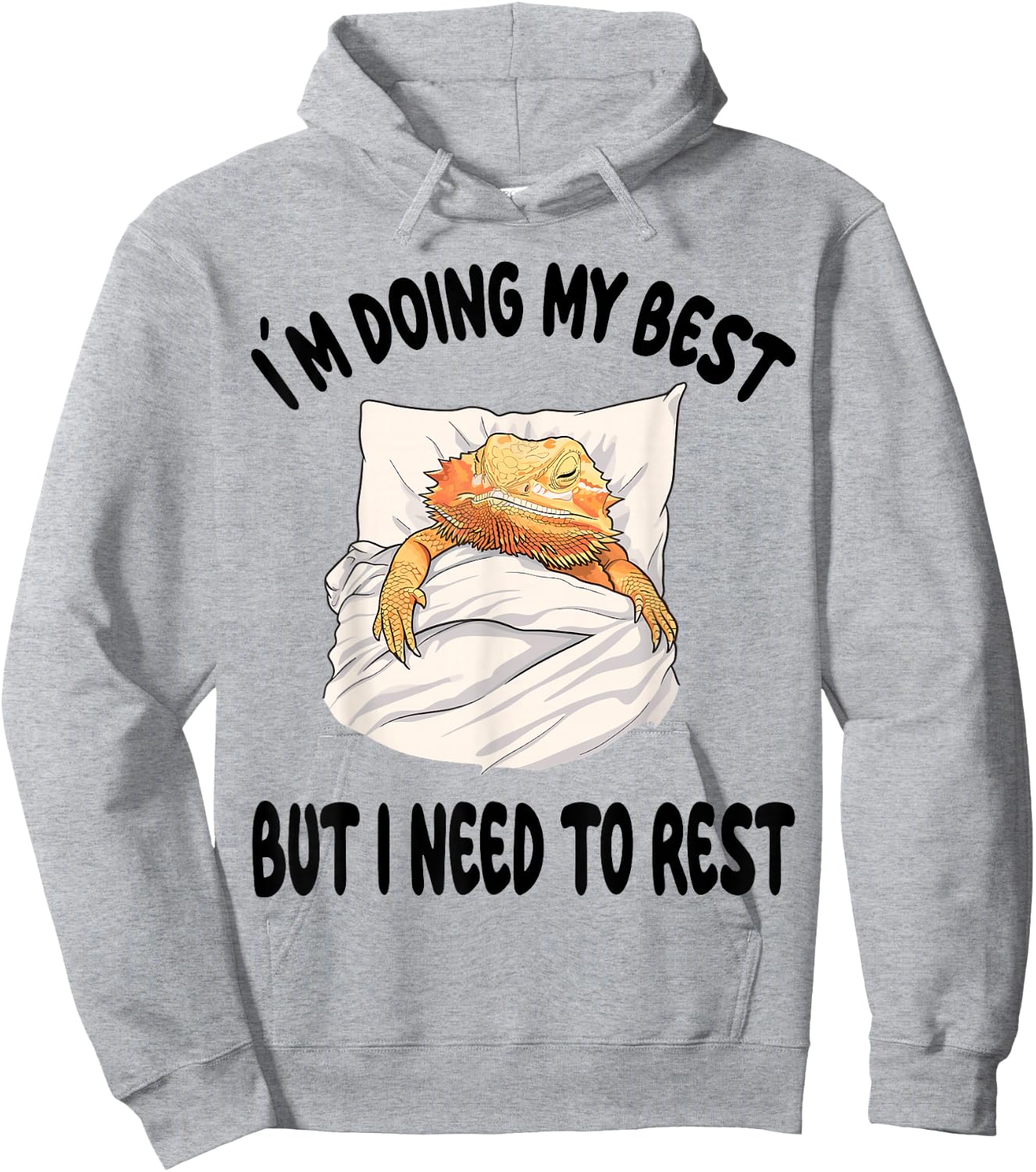 Bearded Dragon Pajamas Nightgown Sleeping Napping Hoodie - Hoodie | Ash
