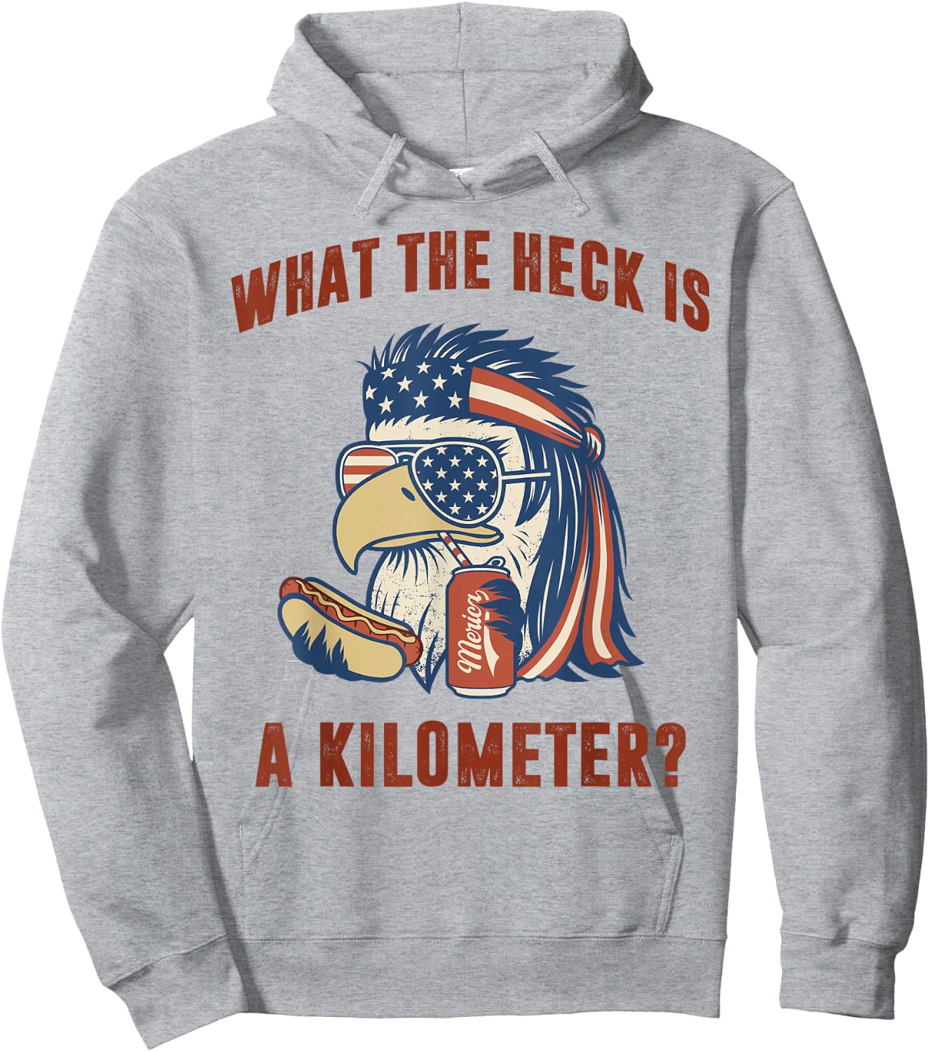 What The Heck is A Kilometer Mullet Eagle Hoodie - Hoodie | Ash