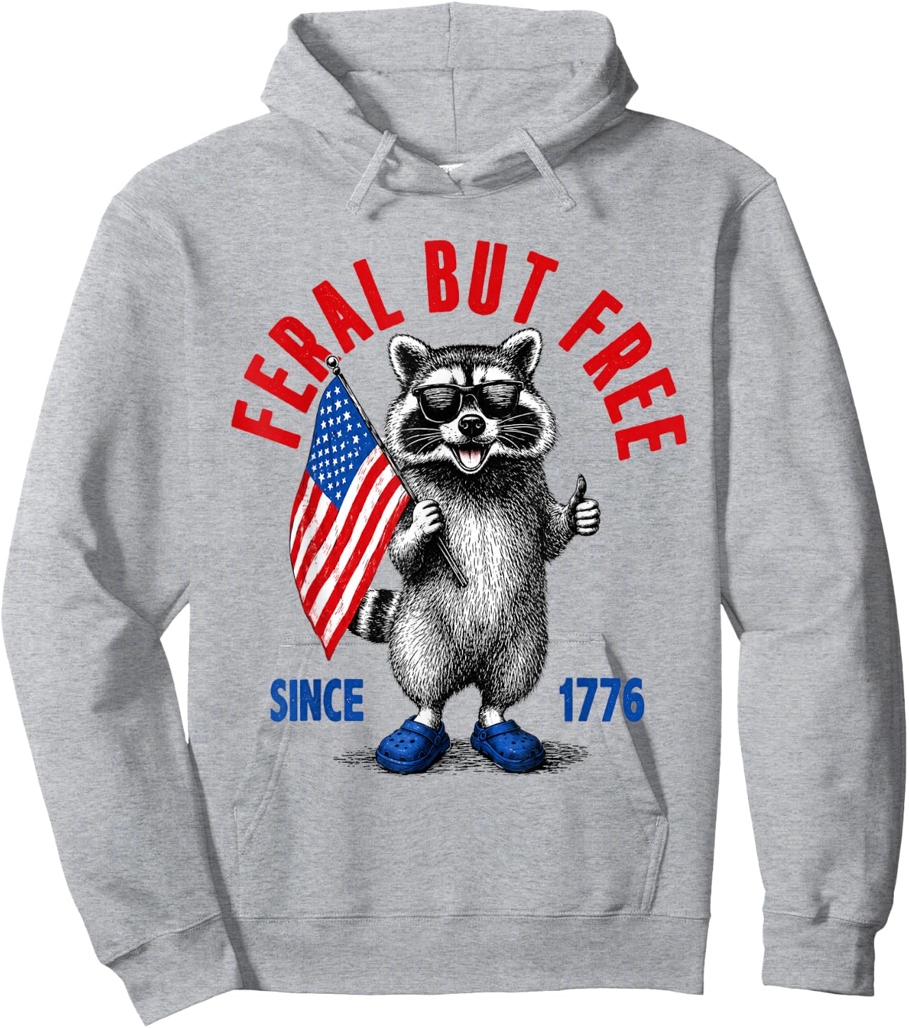 Trash Panda Freedom USA Flag Independence Day Hoodie - Hoodie | Ash