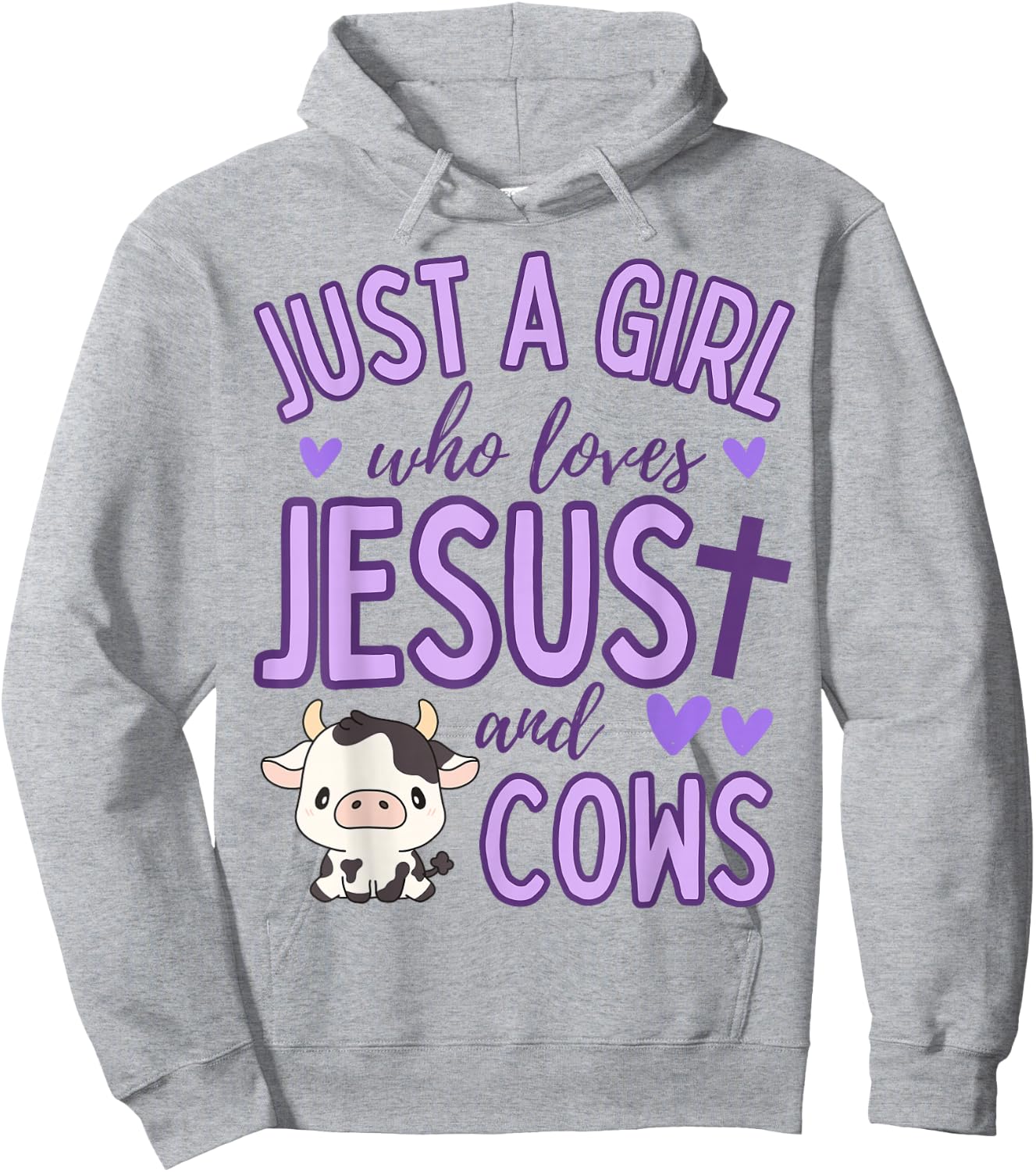 Just A Girl Who Loves Jesus and Cows Christian Cute Hoodie - Hoodie | Ash