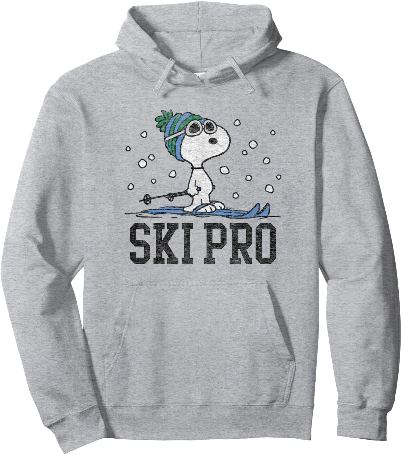 Peanuts Snoopy Ski Pro , White Hoodie - Hoodie | Ash