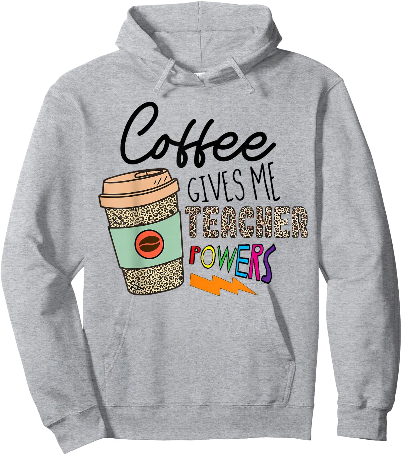 Coffee Gives Me Teacher Powers Back To School Leopard Women Hoodie - Hoodie | Ash