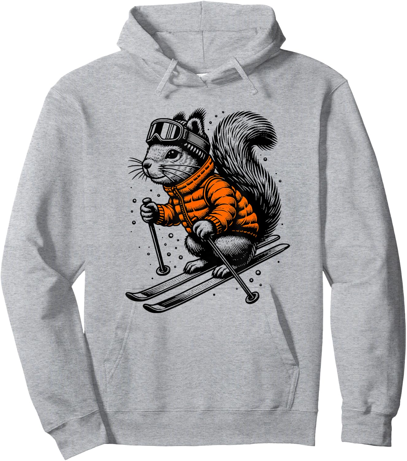 Skiing Squirrel Winter Ski Resort Downhill Wintersports Hoodie - Hoodie | Ash