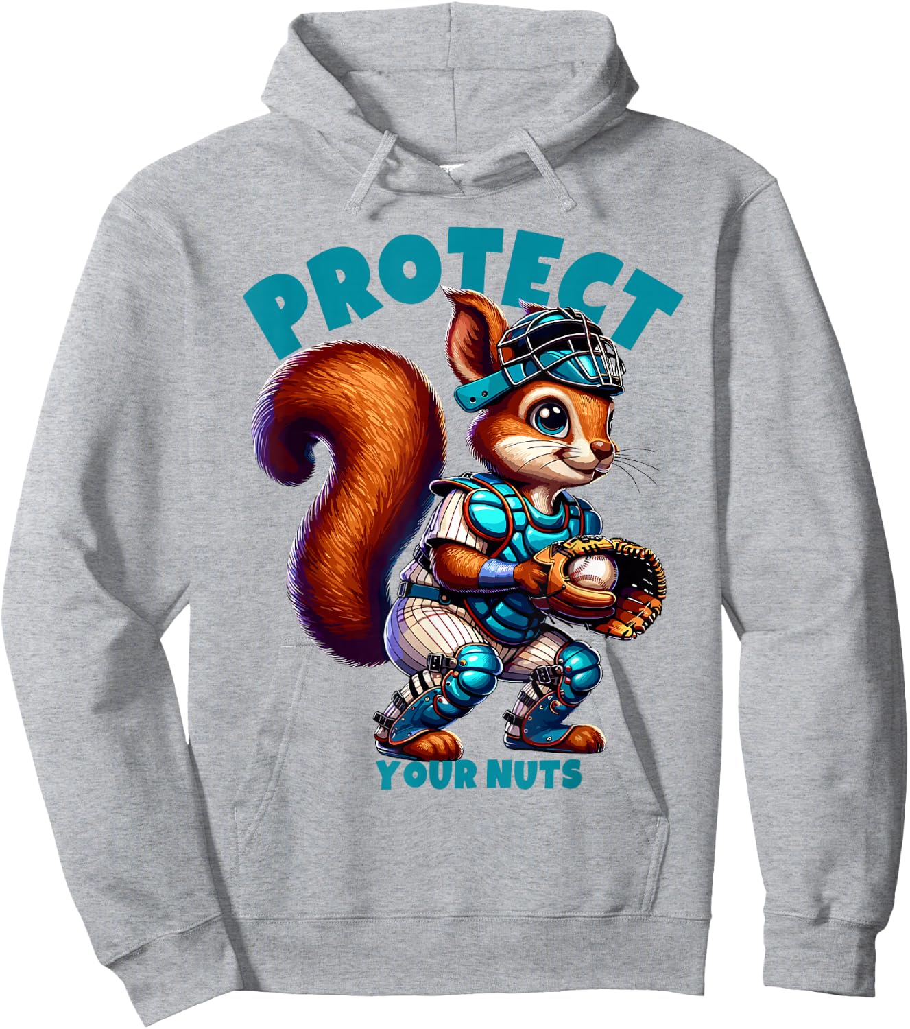 Squirrel Catcher Protect Your Nuts, Funny Baseball Hoodie - Hoodie | Ash