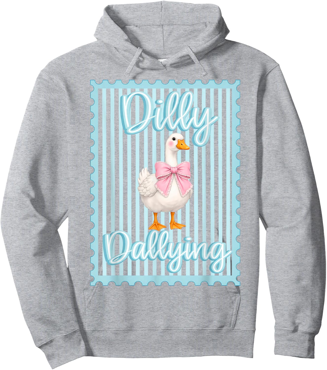 Preppy Dilly Dally Goose Coquette Bow Silly Goose Girls Hoodie - Hoodie | Ash