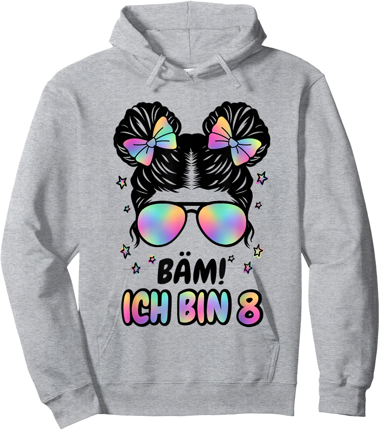 8. Geburtstag Mädchen Messy Bun Bäm! Ich Bin Acht Hoodie - Hoodie | Ash