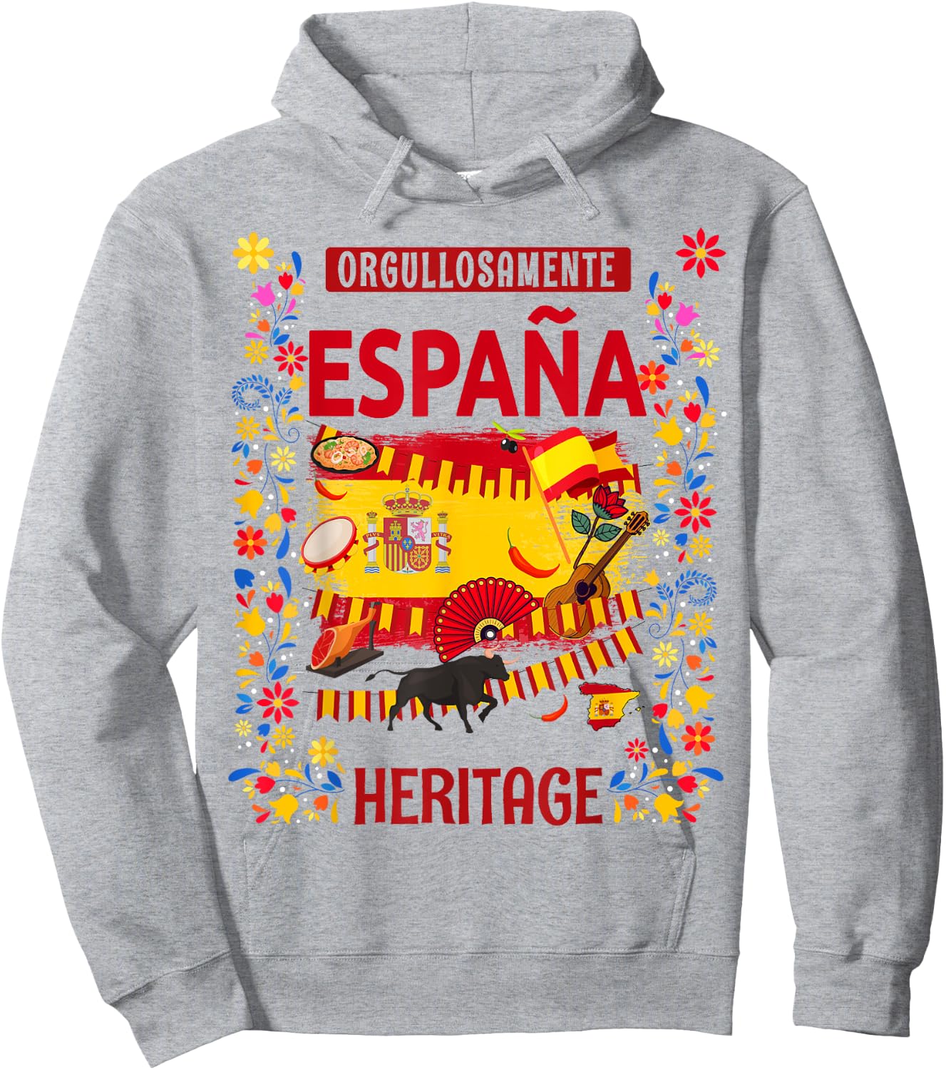Spanish Flag Outfit Idea , Spanish Flag and Spanish , white, S Hoodie - Hoodie | Ash