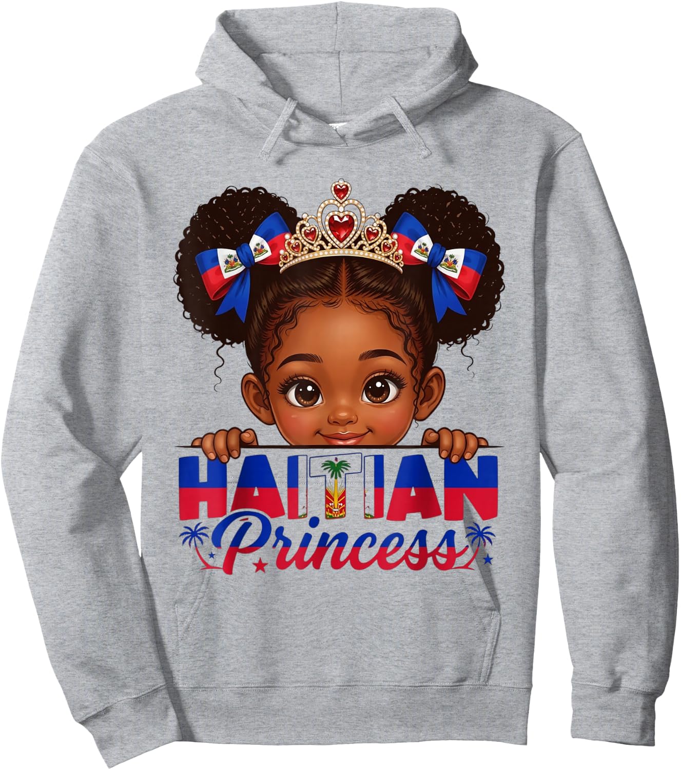 Haitian Princess Haiti Flag Day Melanin Girls Kids Toddlers Hoodie - Hoodie | Ash