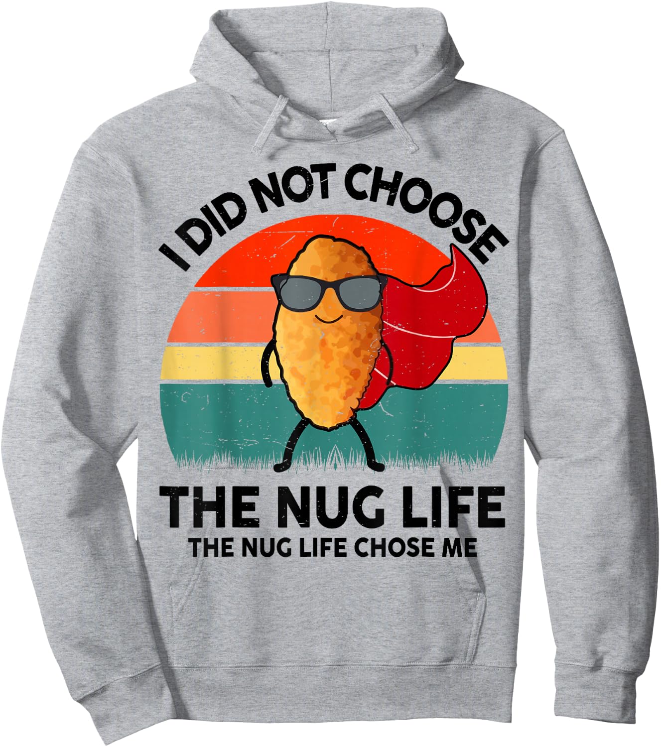 Funny Nug-Life Kids Toddler Boy I Love Chicken Nuggets Retro Hoodie - Hoodie | Ash