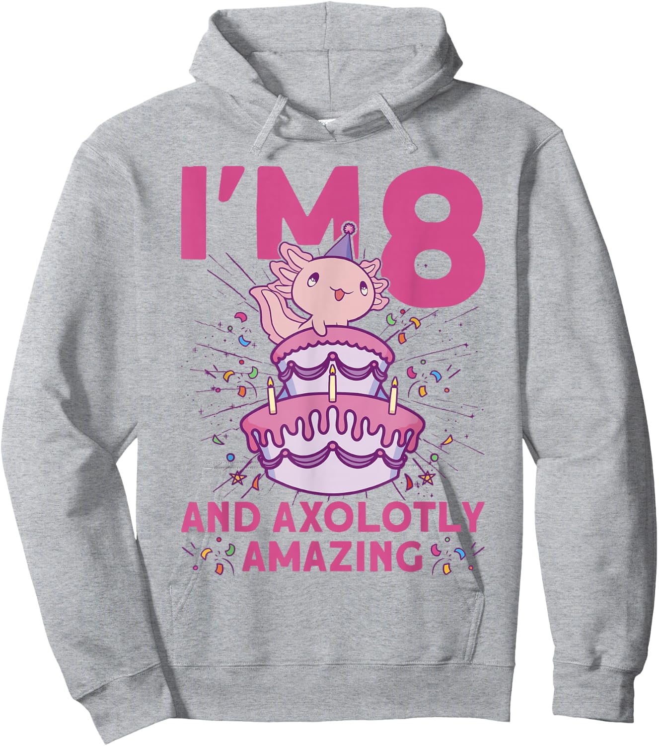 I'm 8 bday Axolotl party cute 8th Birthday Kids Axolotl Hoodie - Hoodie | Ash