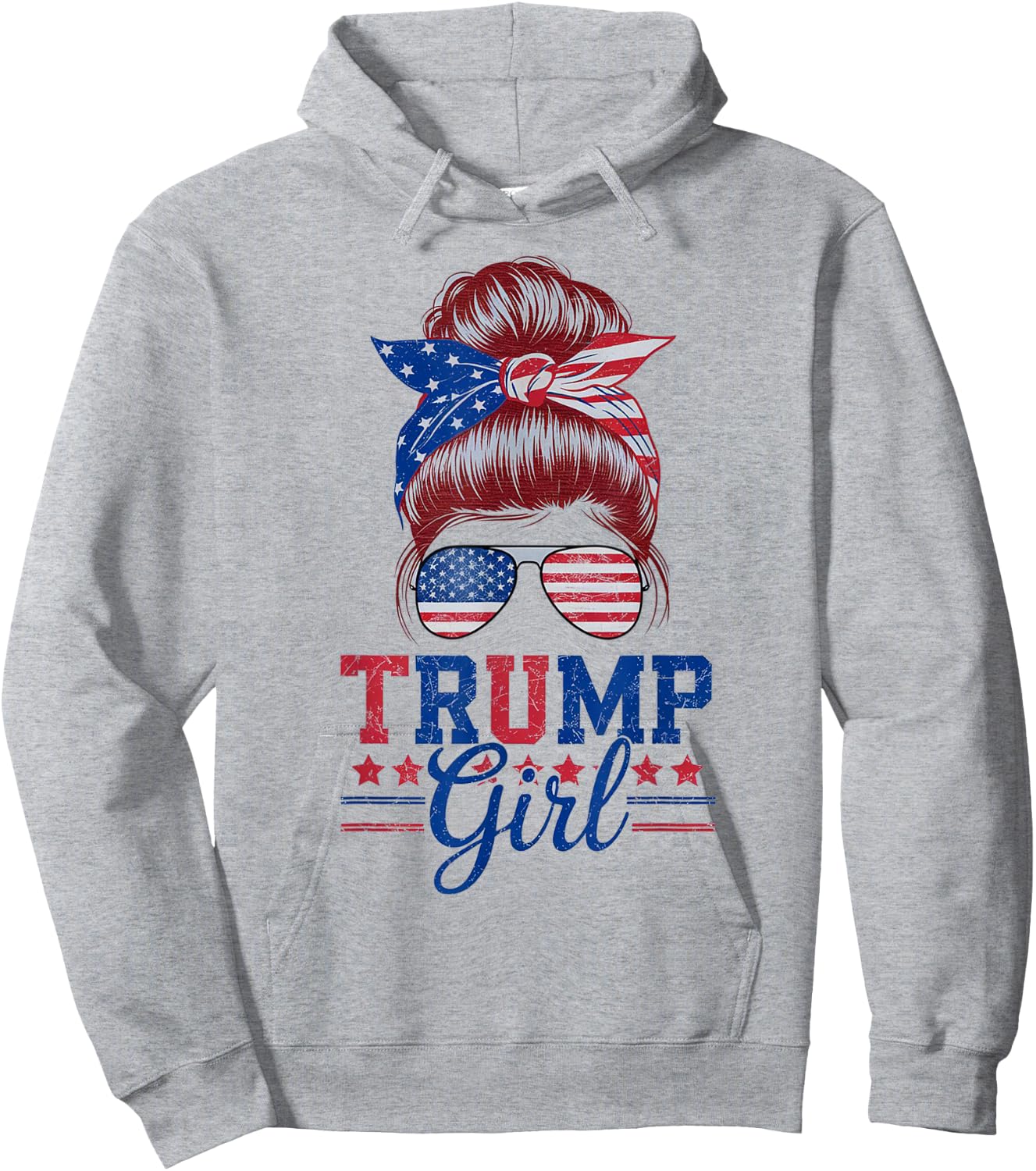 Trump Girl Messy Bun Sunglasses Trump 2024 for Girls and Women Hoodie - Hoodie | Ash