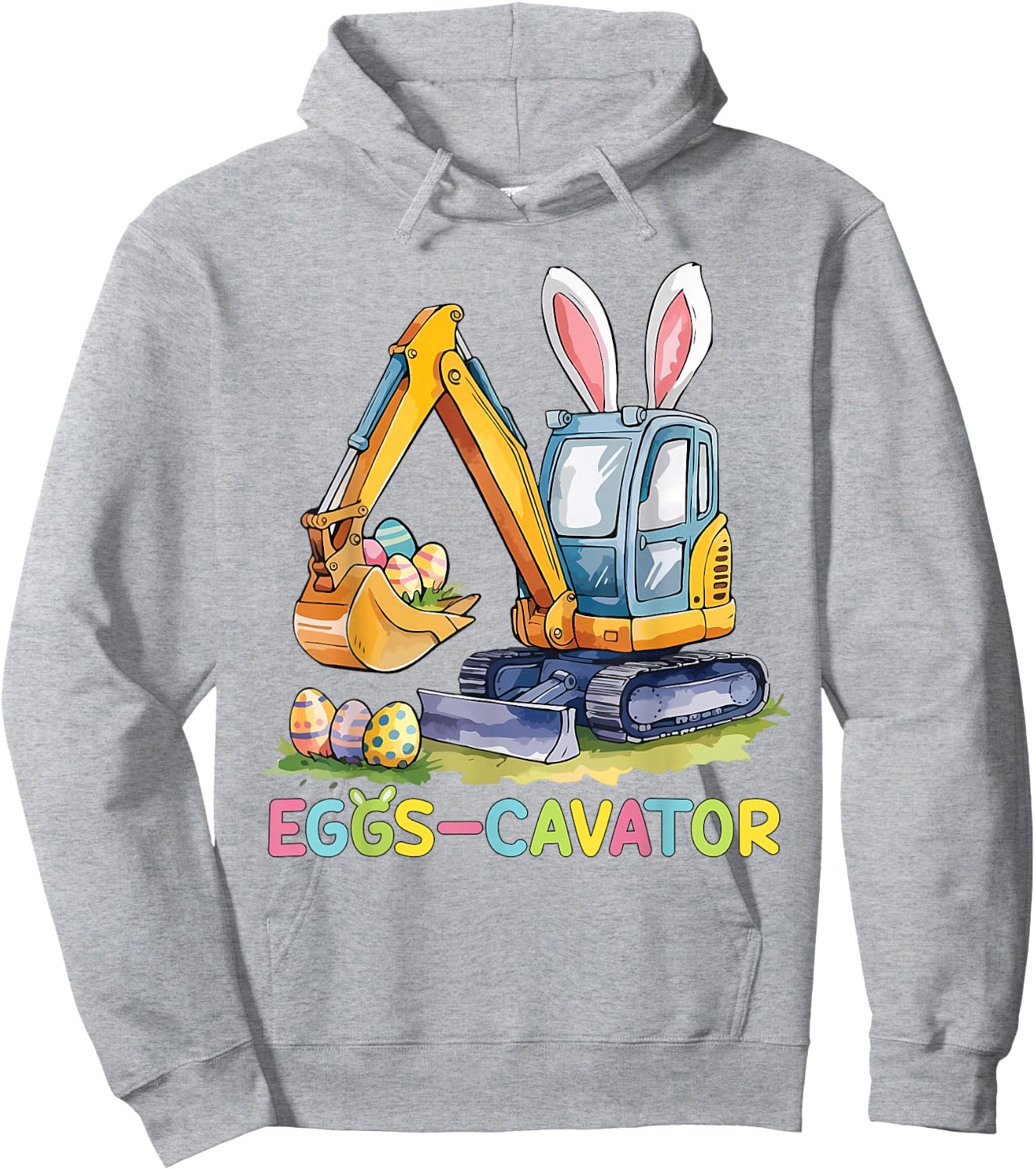 Eggscavator Easter Egg Hunt Construction Trucks Boys Toddler Hoodie - Hoodie | Ash