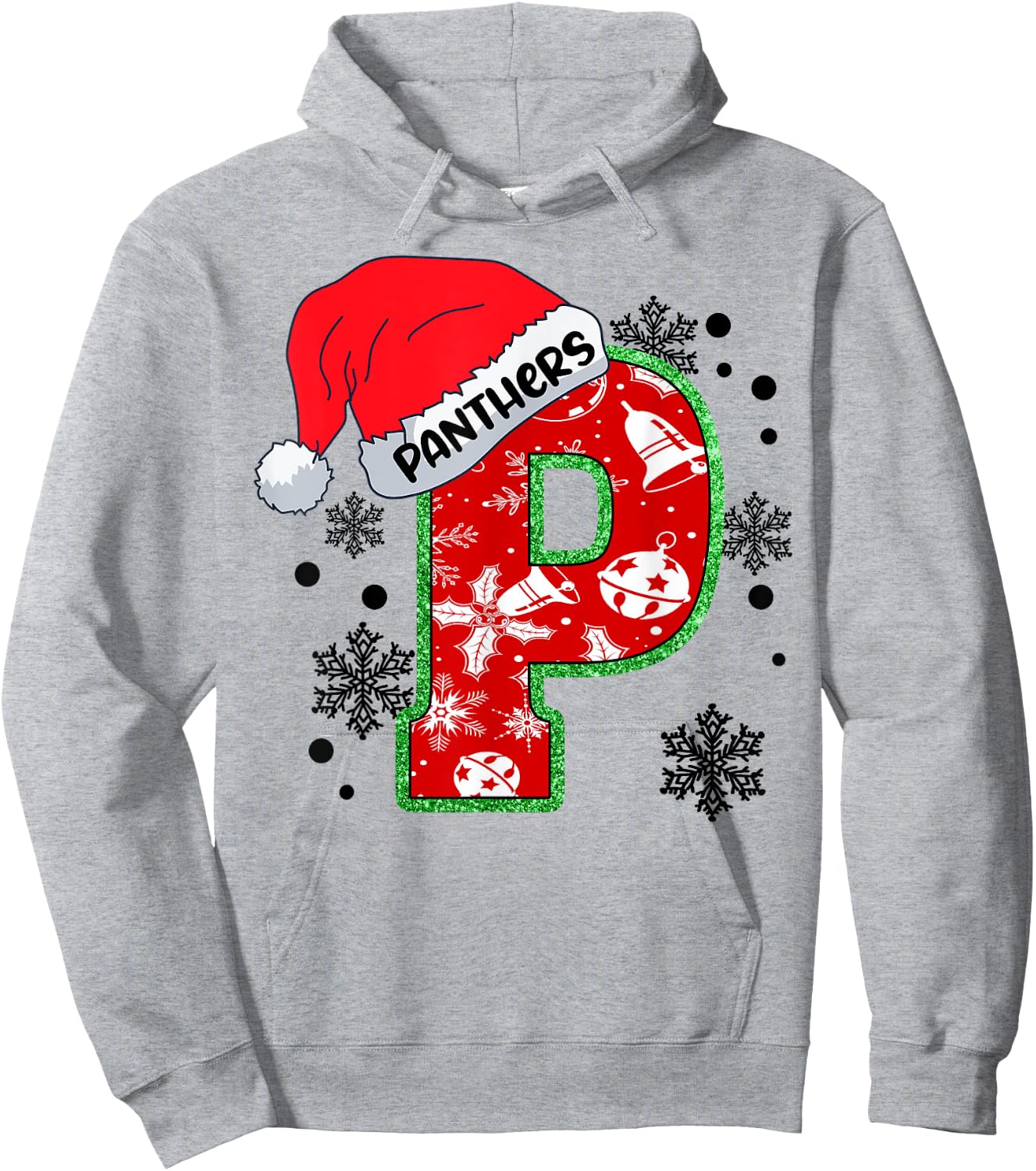 Christmas Mascot Santa Hat Xmas Panthers Hoodie - Hoodie | Ash