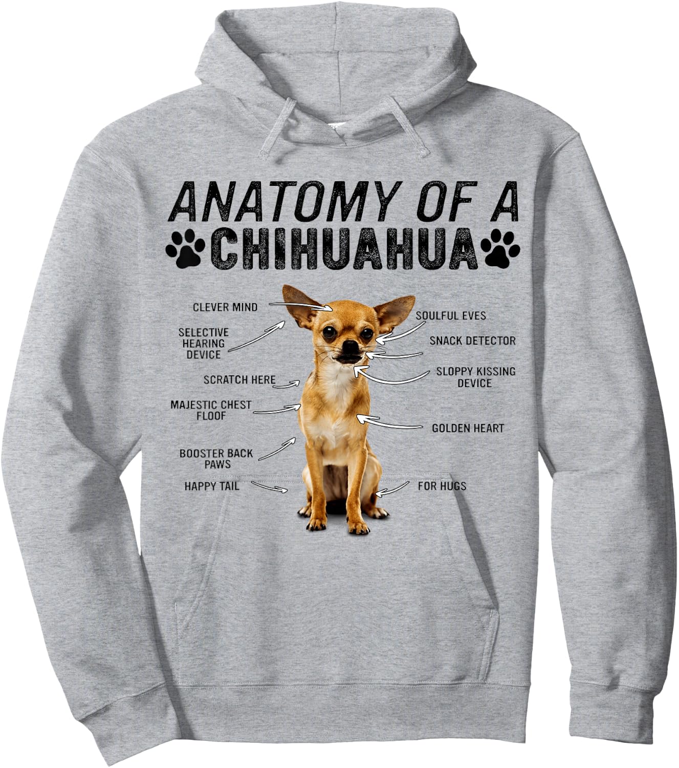Anatomy of a Chihuahua Dog Funny Chihuahua Hoodie - Hoodie | Ash