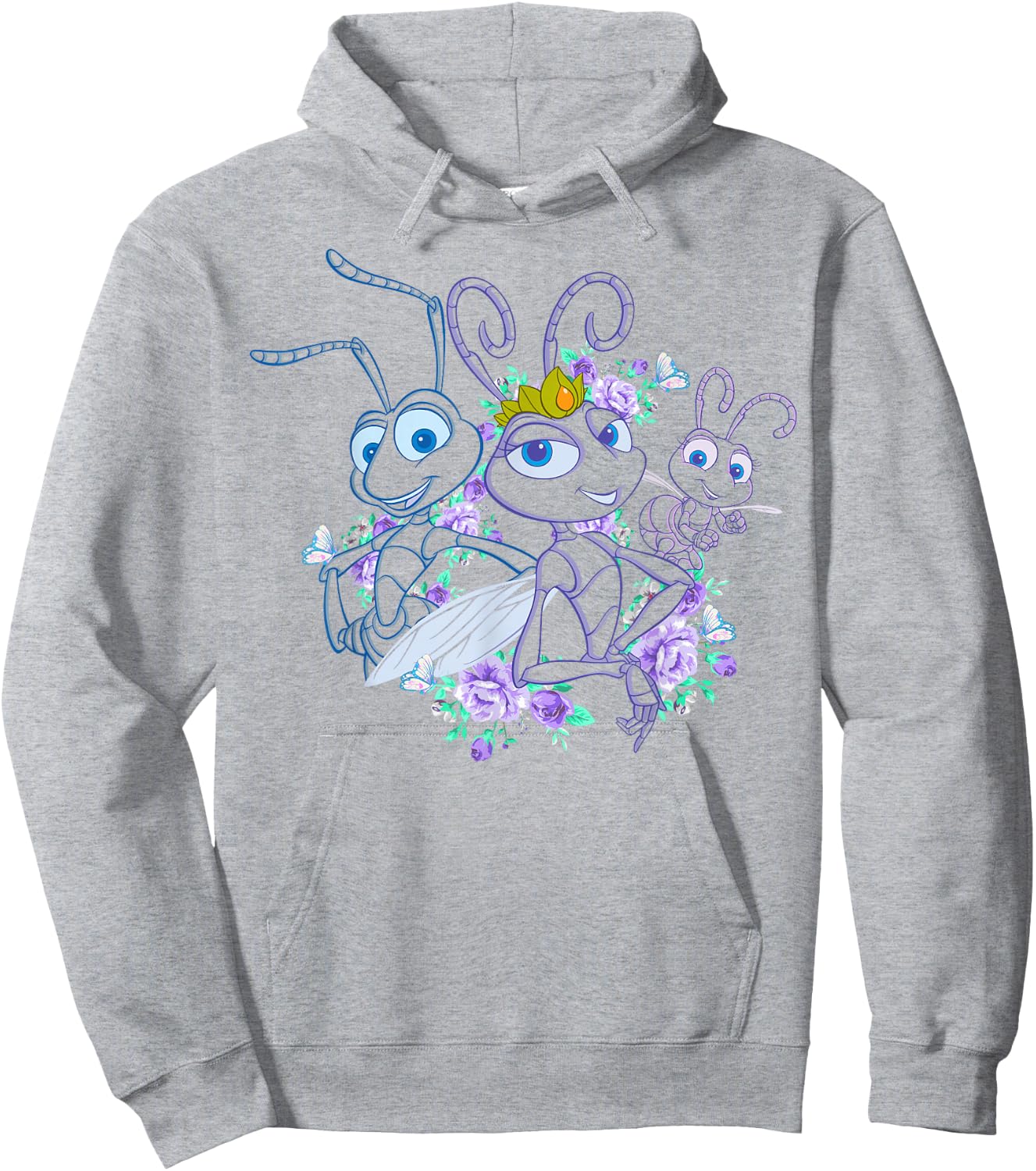 Disney Pixar A Bug's Life Queen Ant Trio Floral Graphic Hoodie - Hoodie | Ash