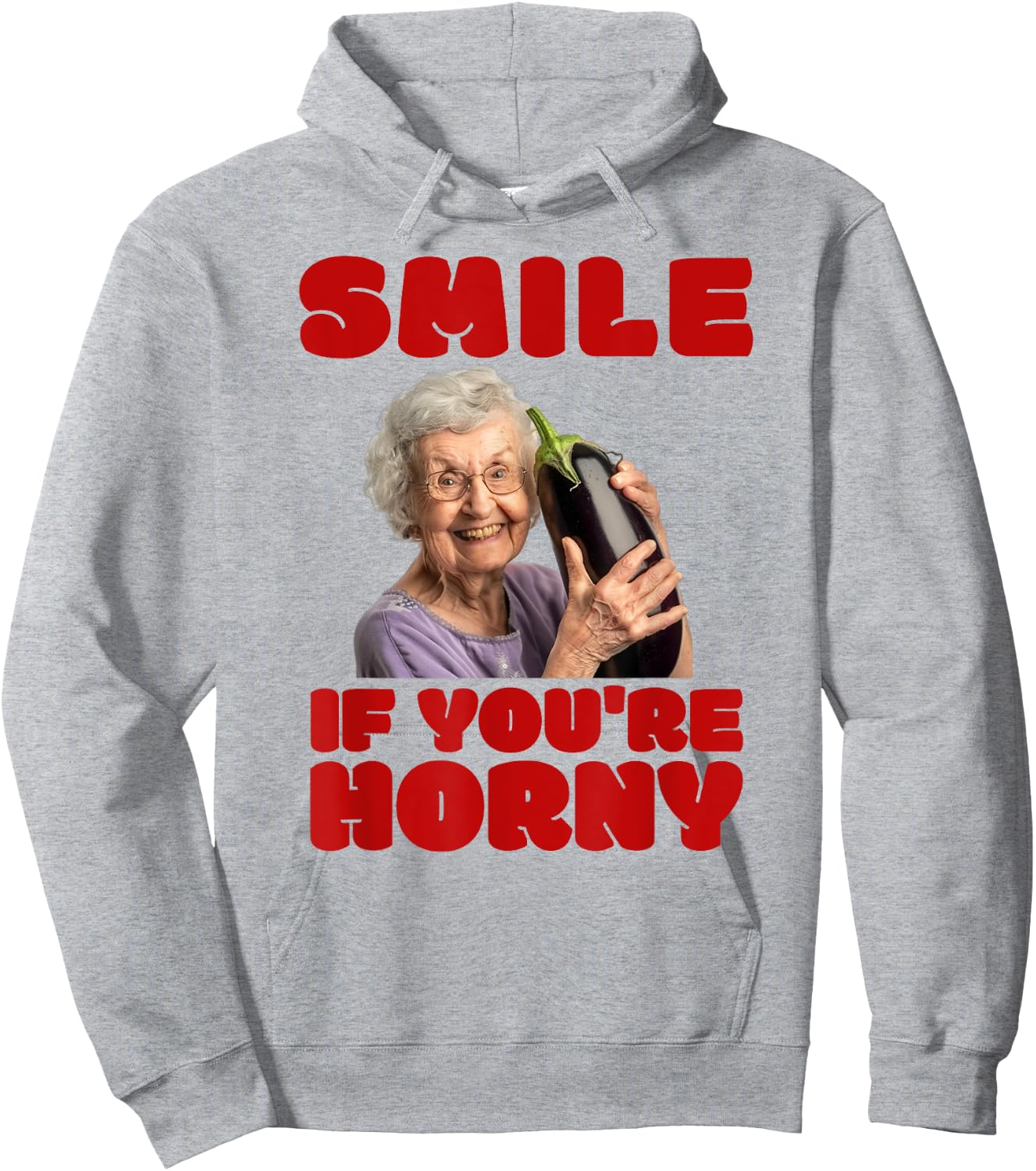 Funny Horny Aubergine Lover Inappropriate Embarrassing , White Hoodie - Hoodie | Ash