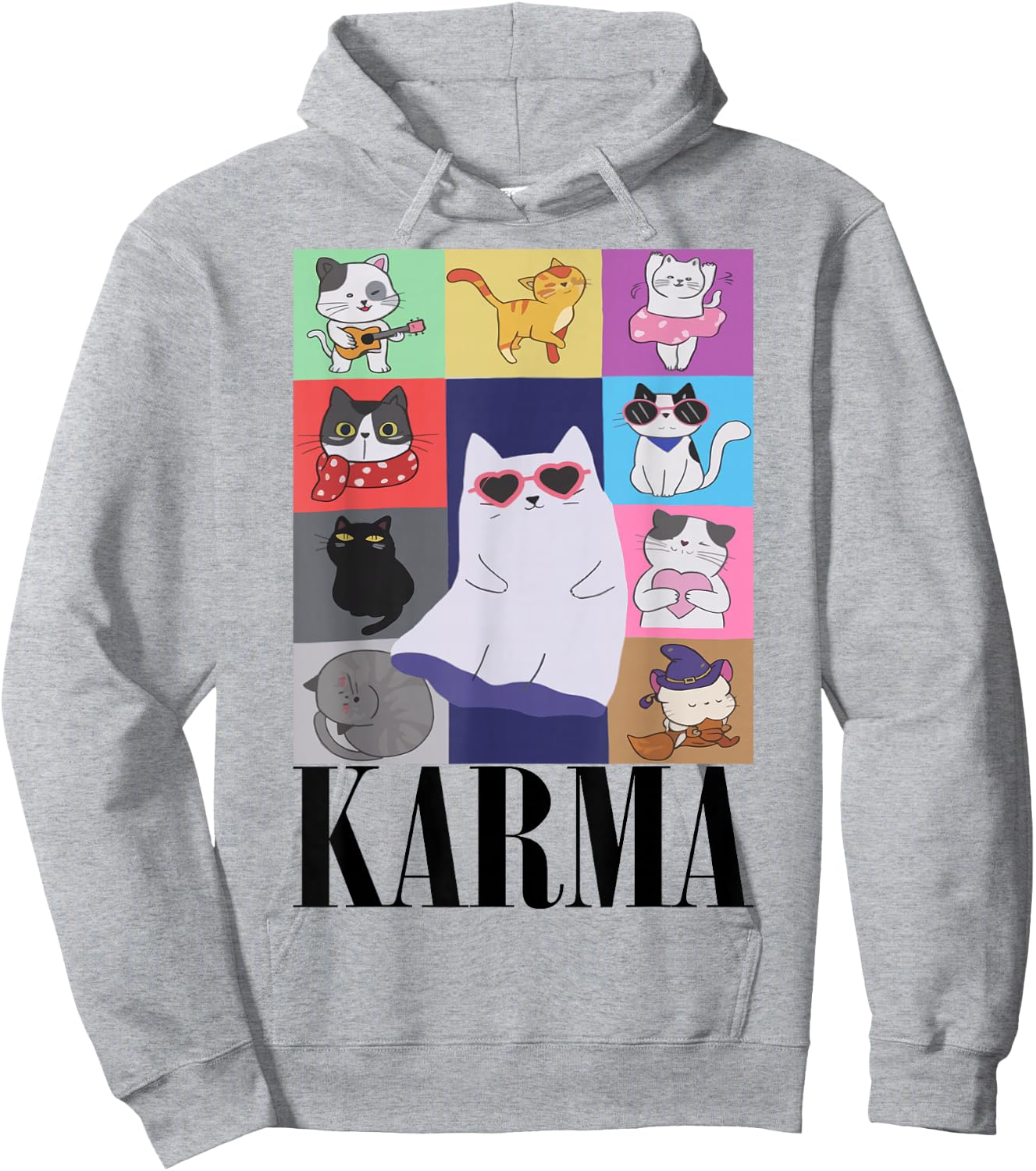 Vintage Cat Music For Teens Girls Kids Women Men Karma Hoodie - Hoodie | Ash