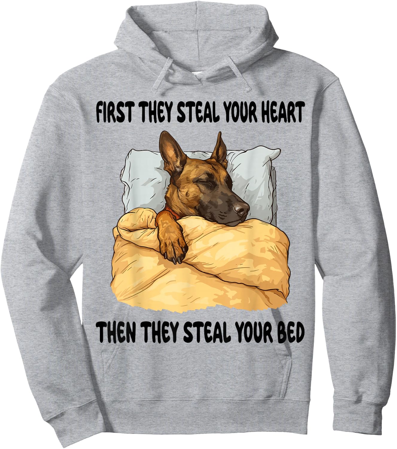 Dutch Shepherd Sleeping Pajamas Nightgown Hoodie - Hoodie | Ash