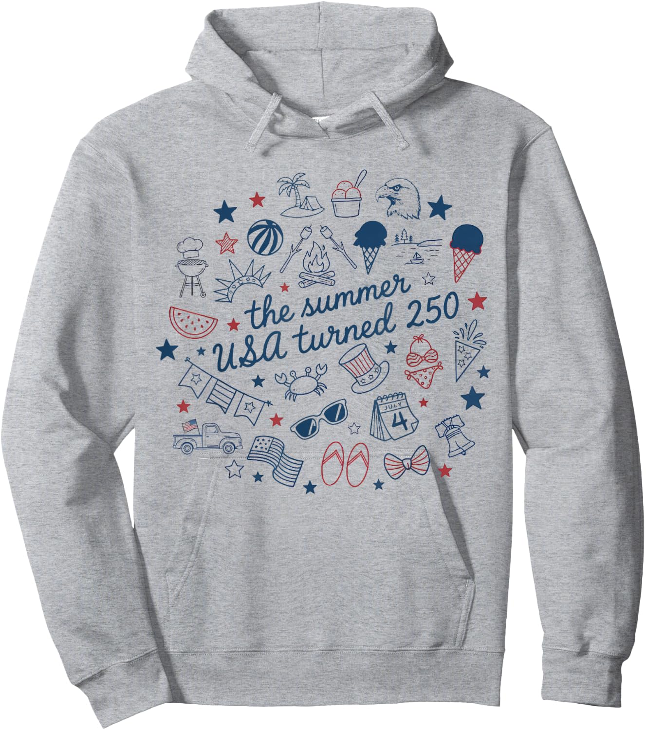 Retro The Summer USA Turned 250 America 250th Anniversary Hoodie - Hoodie | Ash