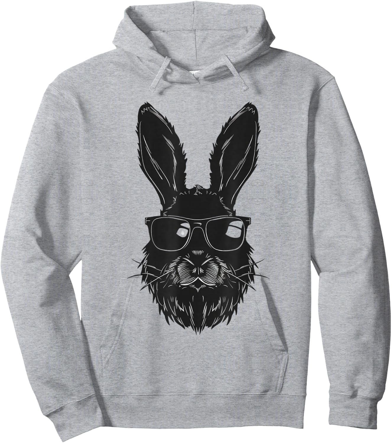 Beard Bunny Face With Sunglasses Easter Day 2024 Men Boy Kid Hoodie - Hoodie | Ash