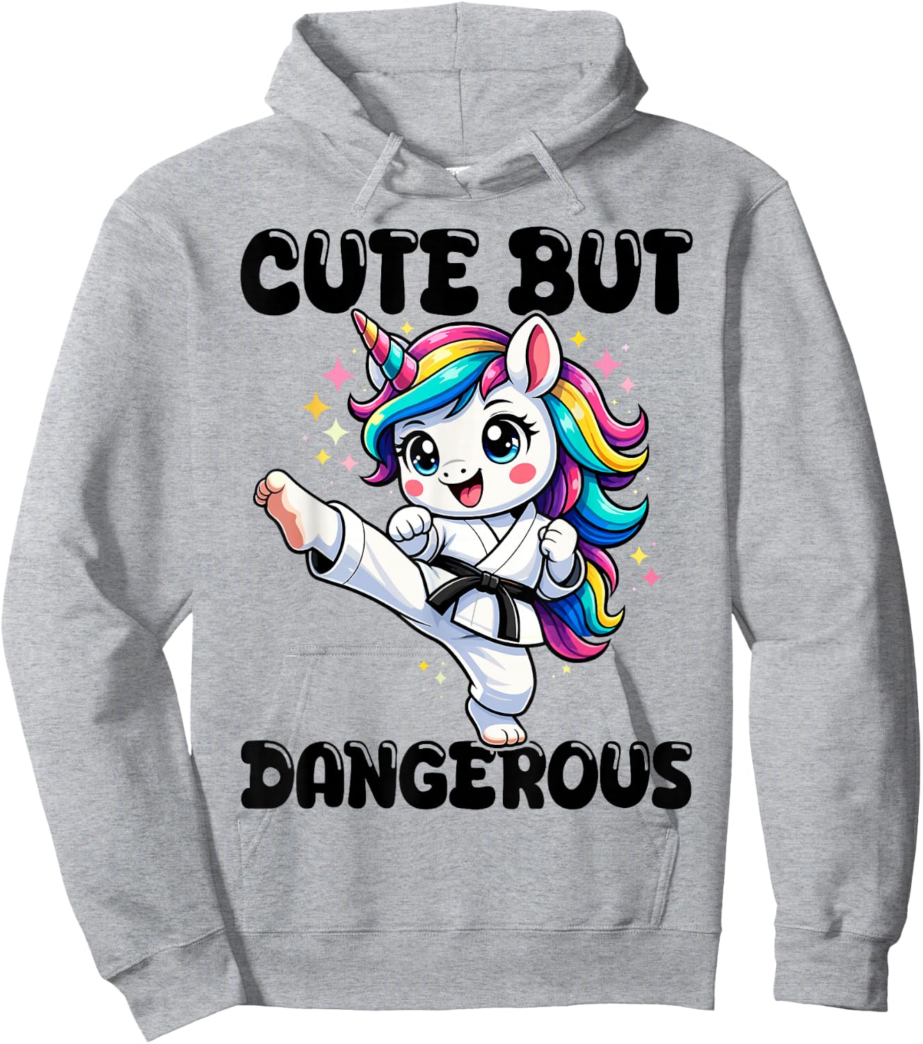 Cute but Dangerous Karate Taekwondo Unicorn Karate Girl Hoodie - Hoodie | Ash