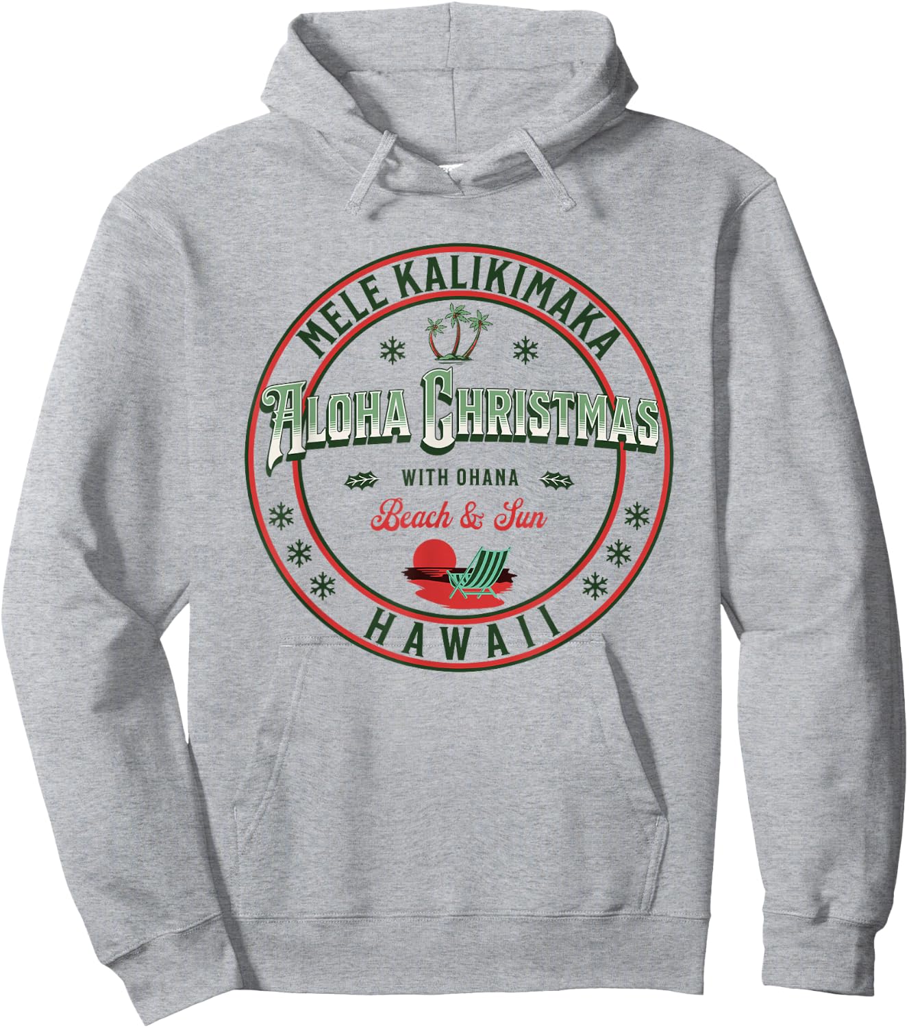 Hawaii Christmas - Mele Kalikimaka - Aloha - Ohana Hawaiian Hoodie - Hoodie | Ash