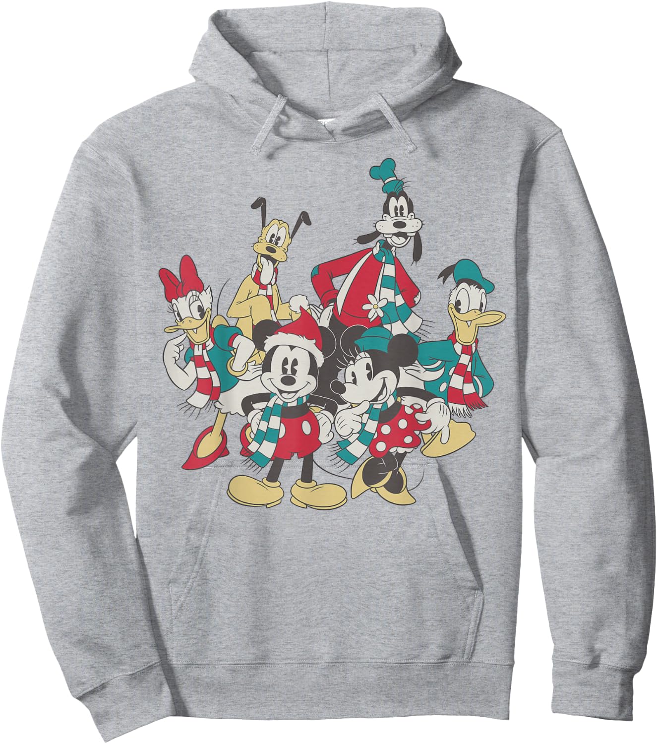 Disney Mickey and Friends Christmas Vintage Group Shot Hoodie - Hoodie | Ash