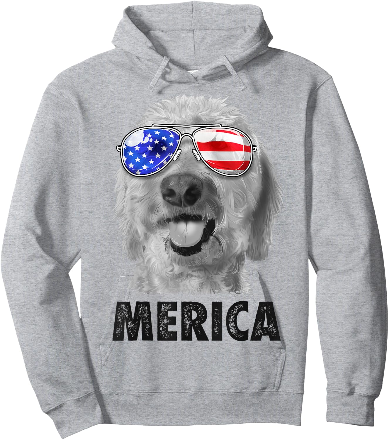Goldendoodle Doodle 4th of July Merica Men USA American Flag Hoodie - Hoodie | Ash