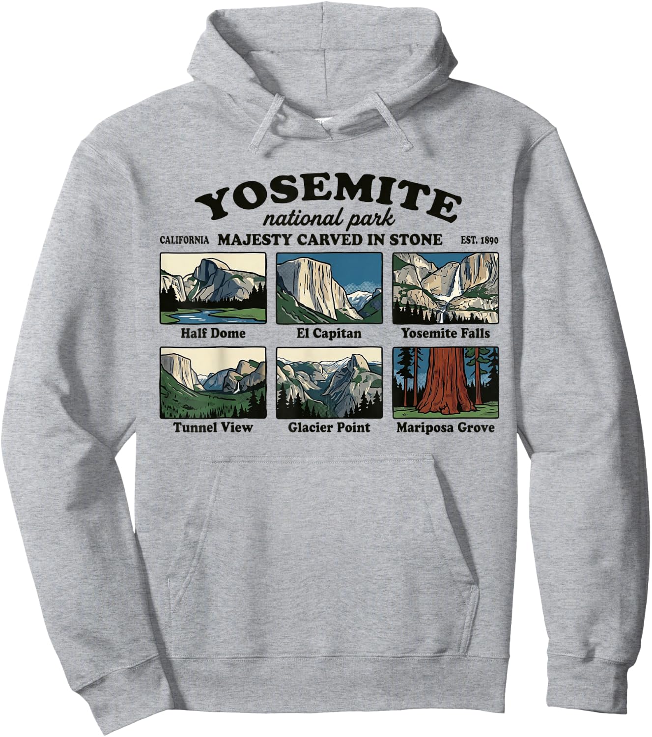 Vintage Yosemite National Park Est 1890 California Souvenir Hoodie - Hoodie | Ash