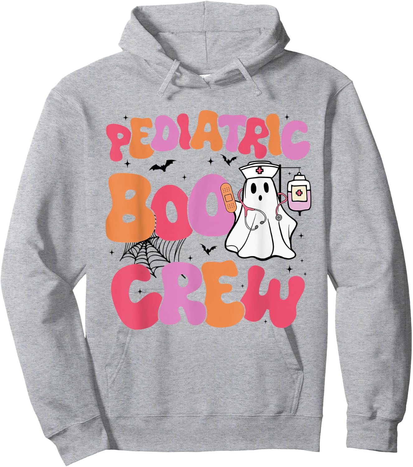 Pediatric Boo Crew Retro Halloween Ghosts Peds Nurse Hoodie - Hoodie | Ash