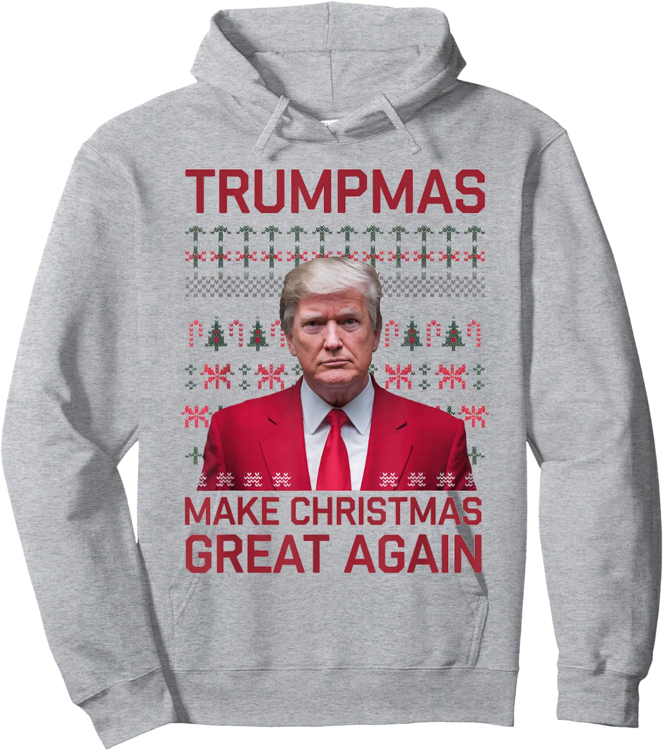 Funny Humorous Trumpmas Make Christmas Great Again Ugly Xmas Hoodie - Hoodie | Ash