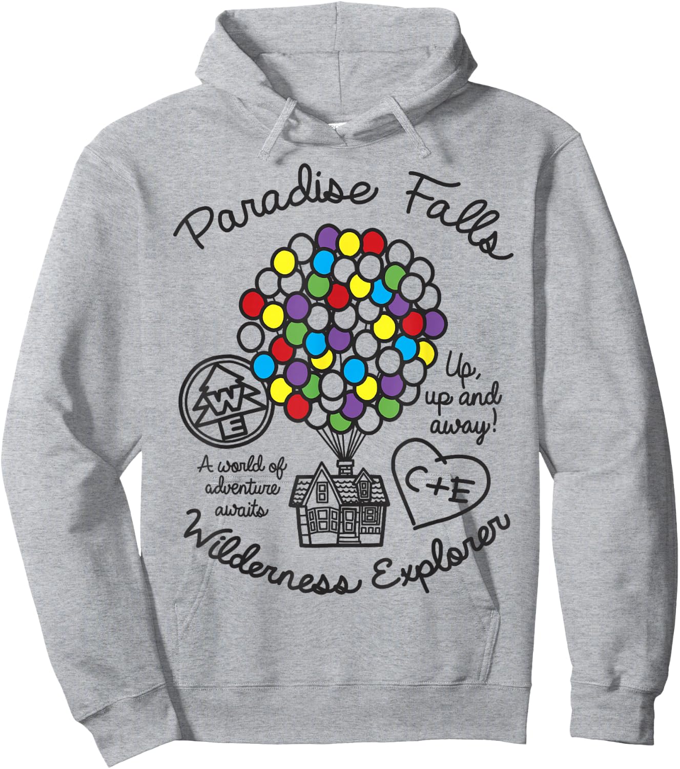 Disney Pixar Up Paradise Falls Wilderness Explorer Balloons Hoodie - Hoodie | Ash