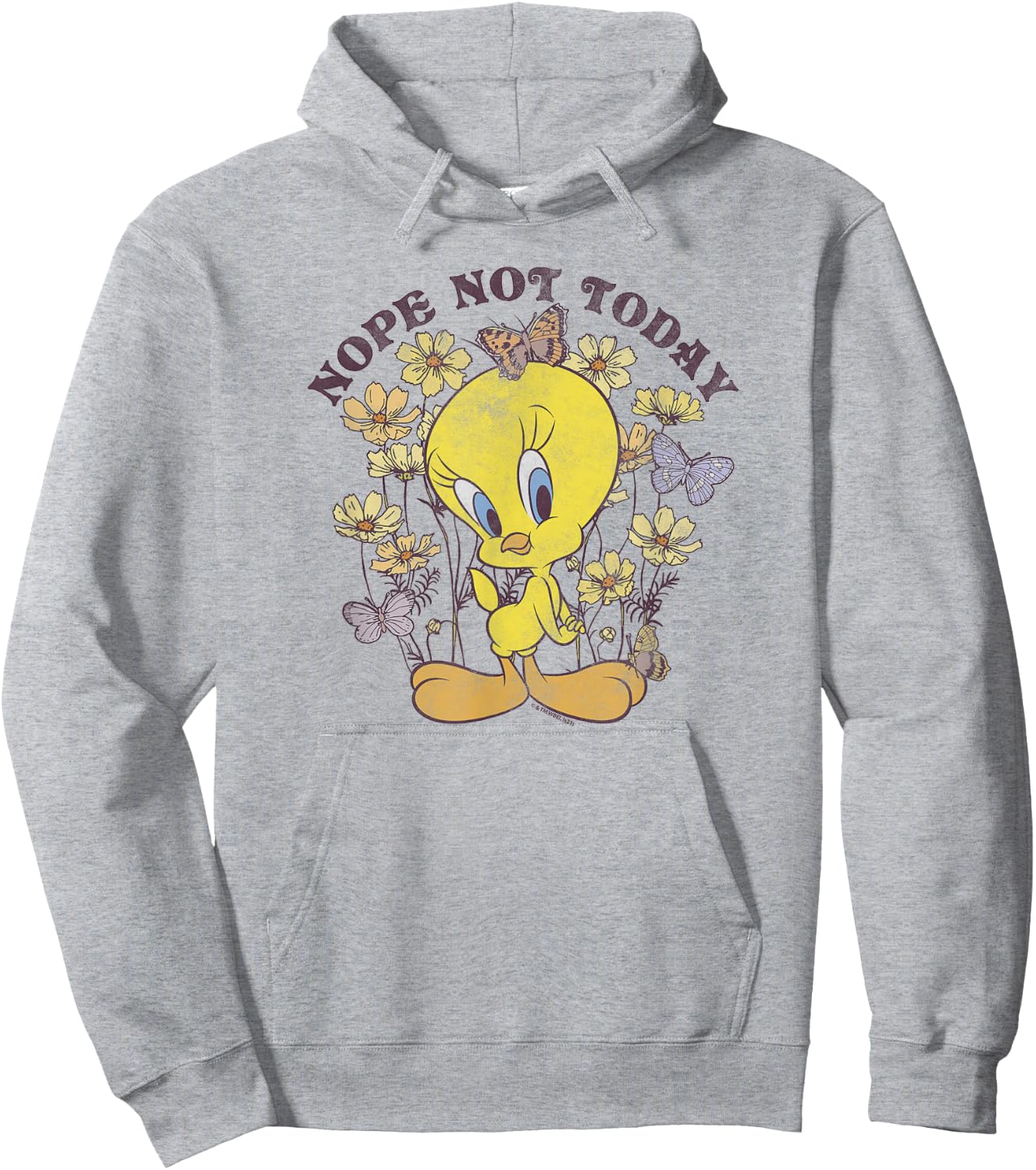 Looney Tunes Tweety Bird Floral Butterfly Nope Not Today Hoodie - Hoodie | Ash