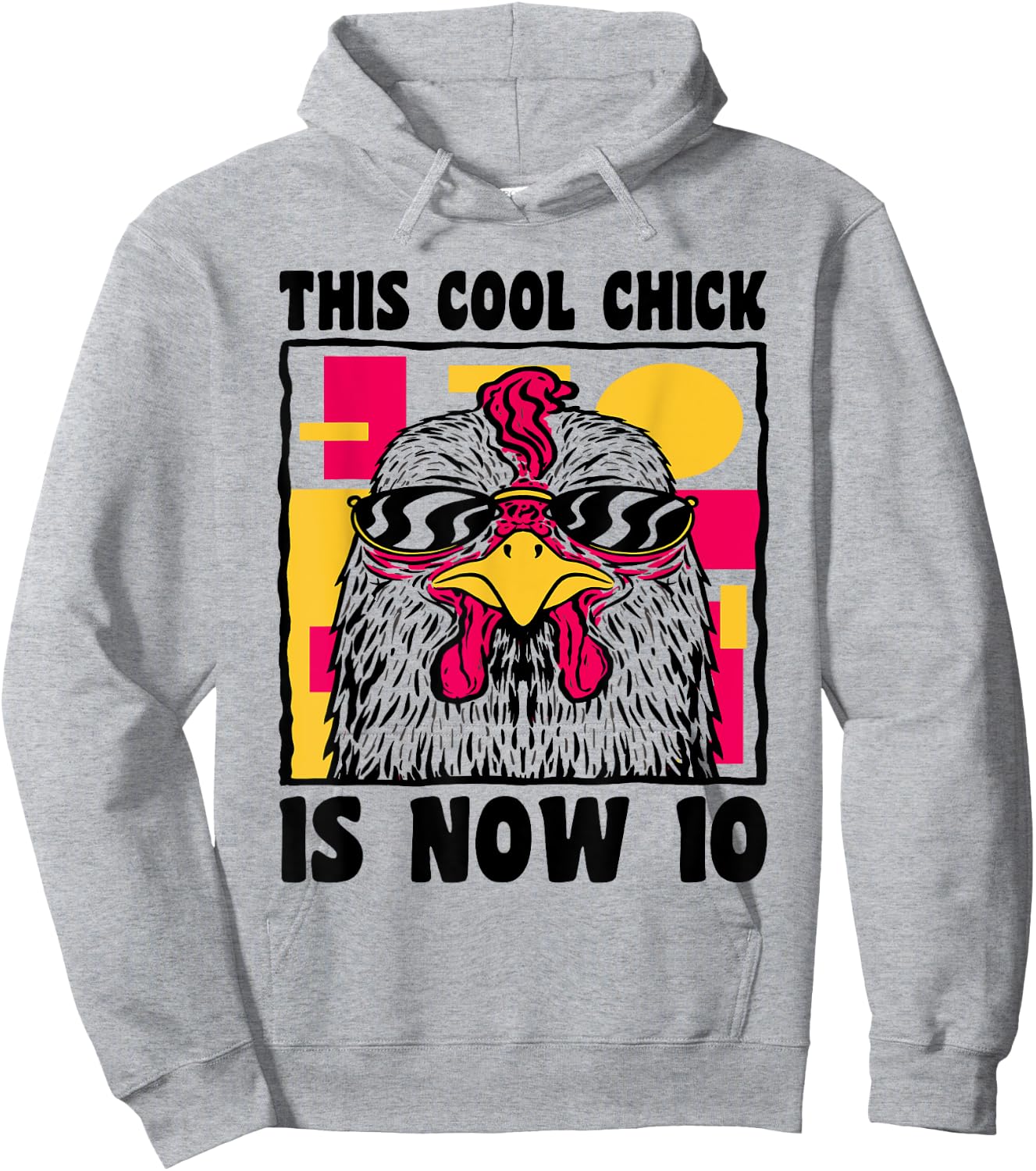 Happy 10th Birthday 10 Year Old Cool Chicken 10th Birthday Hoodie - Hoodie | Ash