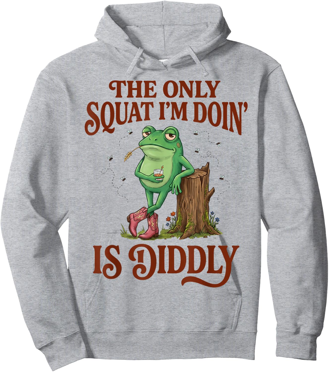 The Only Squat I'm Doing is Diddly Frog Meme Funny Drinking Hoodie - Hoodie | Ash