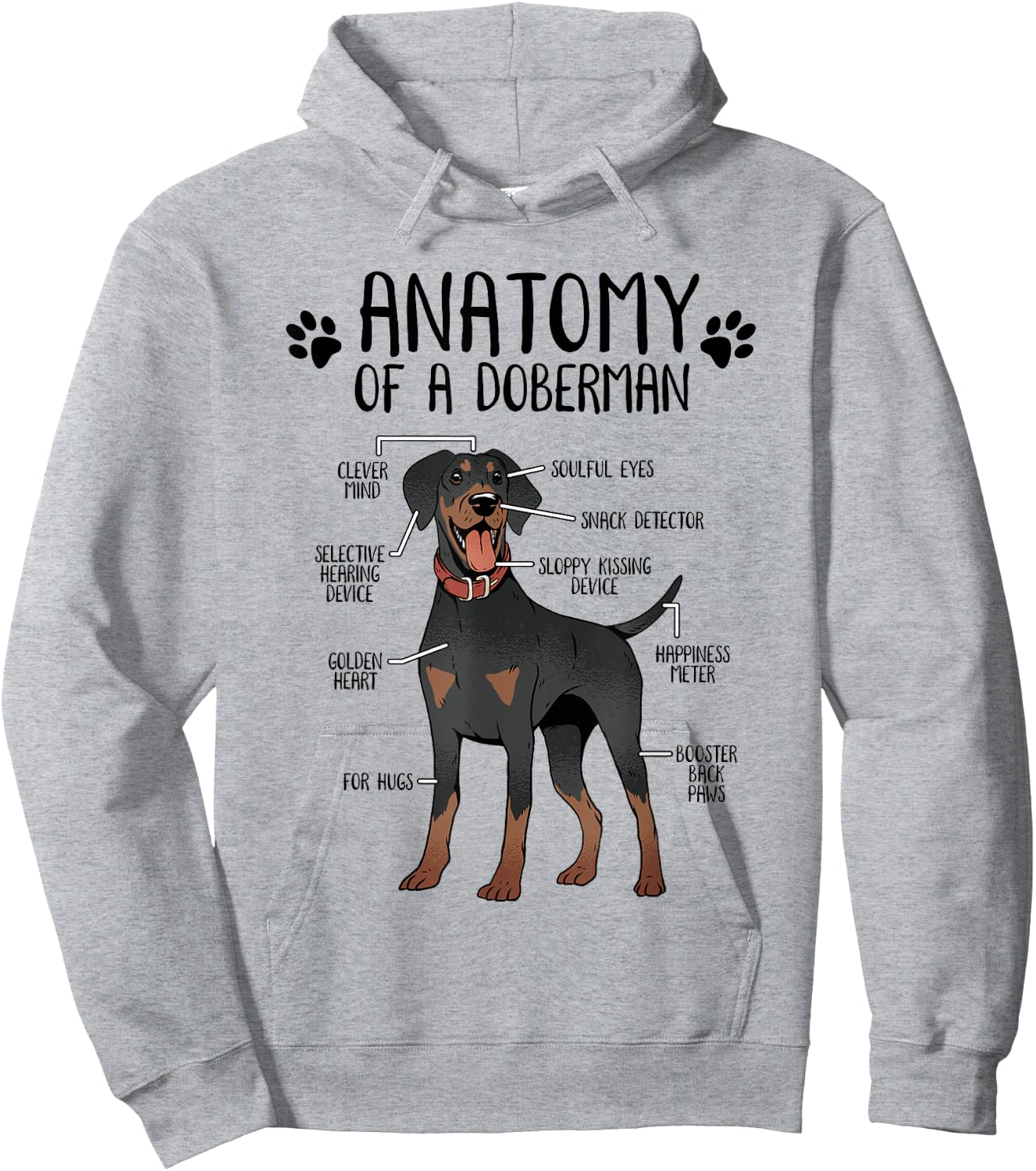 Dobermann Anatomy Dog Pinscher Funny Dog Holder , gray Hoodie - Hoodie | Ash