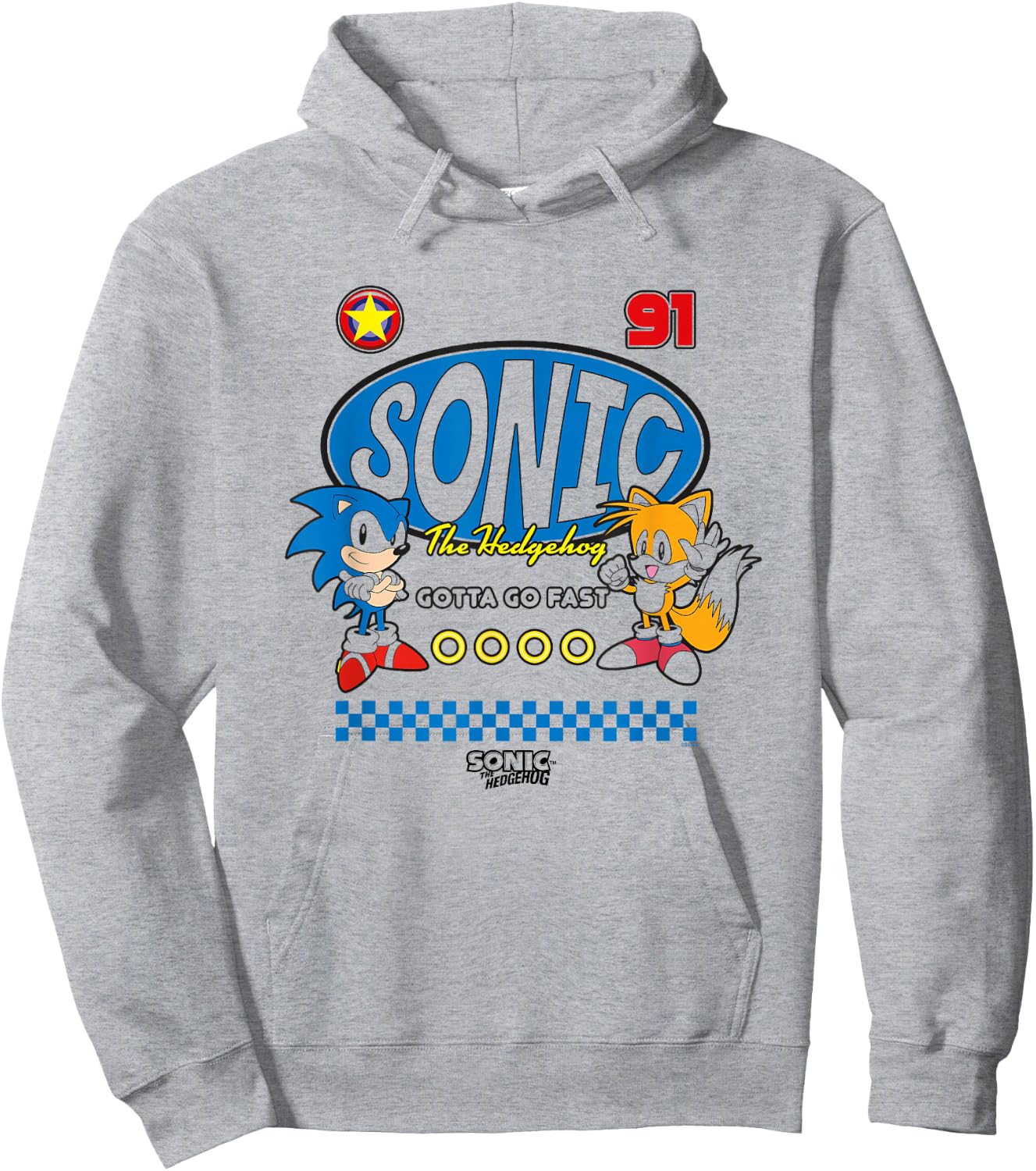 Sonic The Hedgehog Gotta Go Fast Sonic & Tails 91 Retro Hoodie - Hoodie | Ash